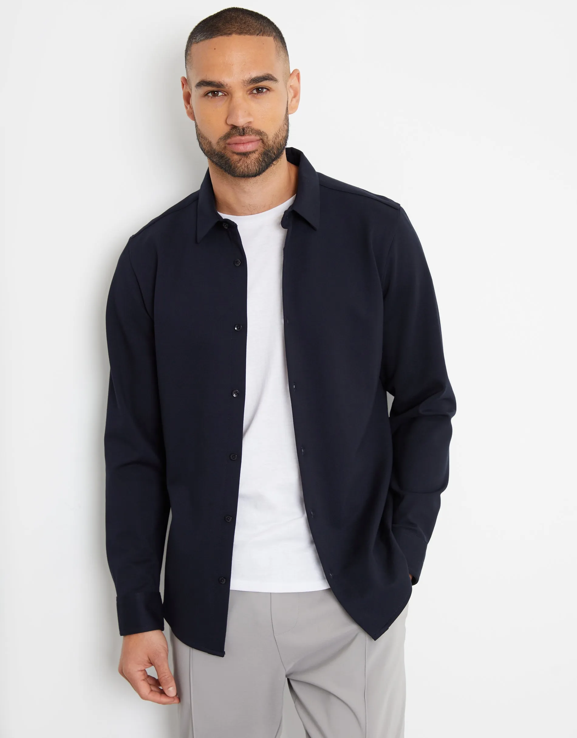 Navy Heavyweight Long Sleeve Shirt sold by Threadbare
