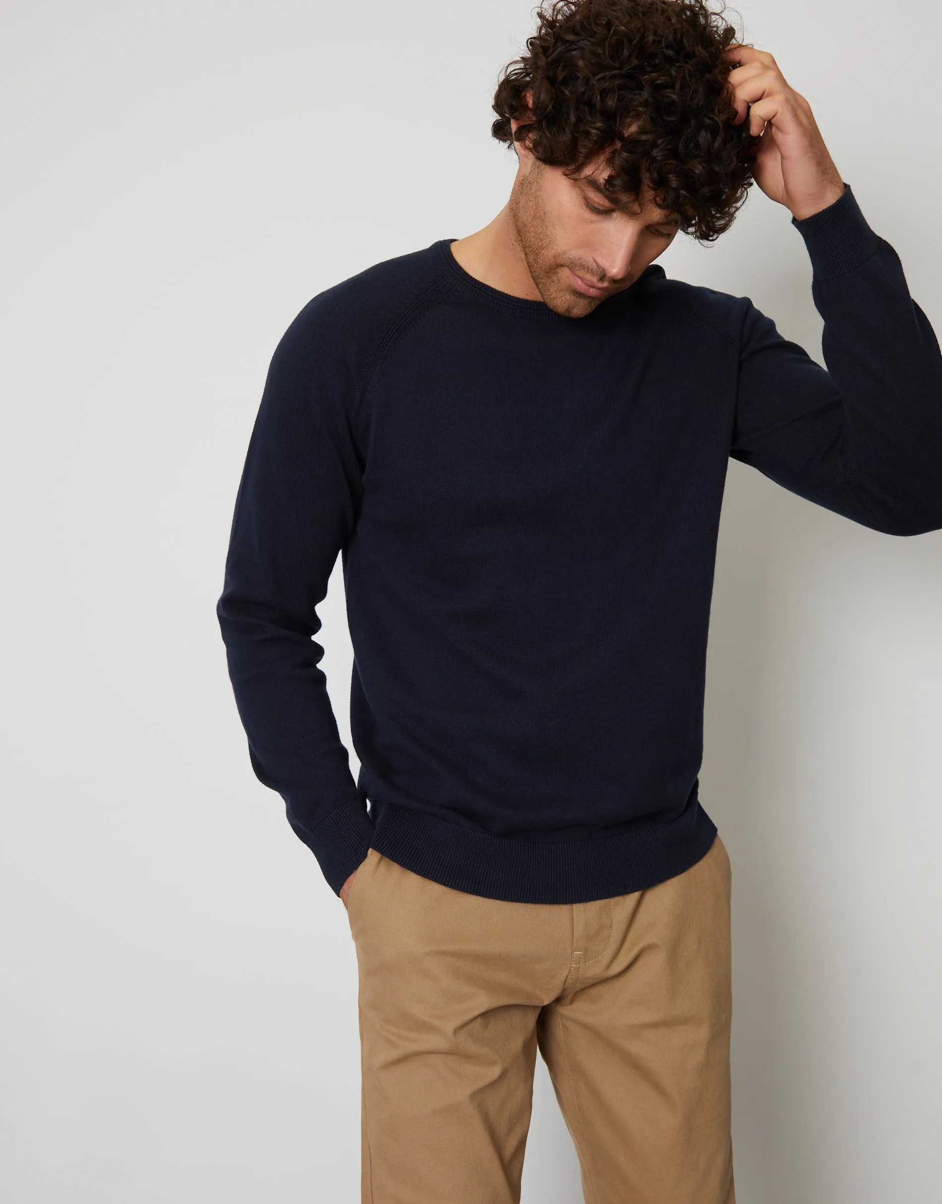 Men's Navy Crew Neck Knitted Jumper sold by Threadbare product image thumbnail 4