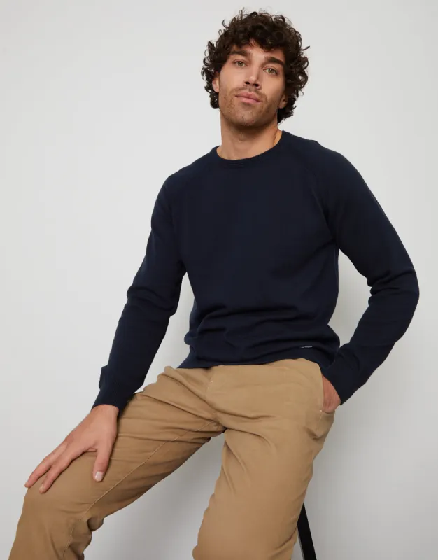 Men's Navy Crew Neck Knitted Jumper sold by Threadbare
