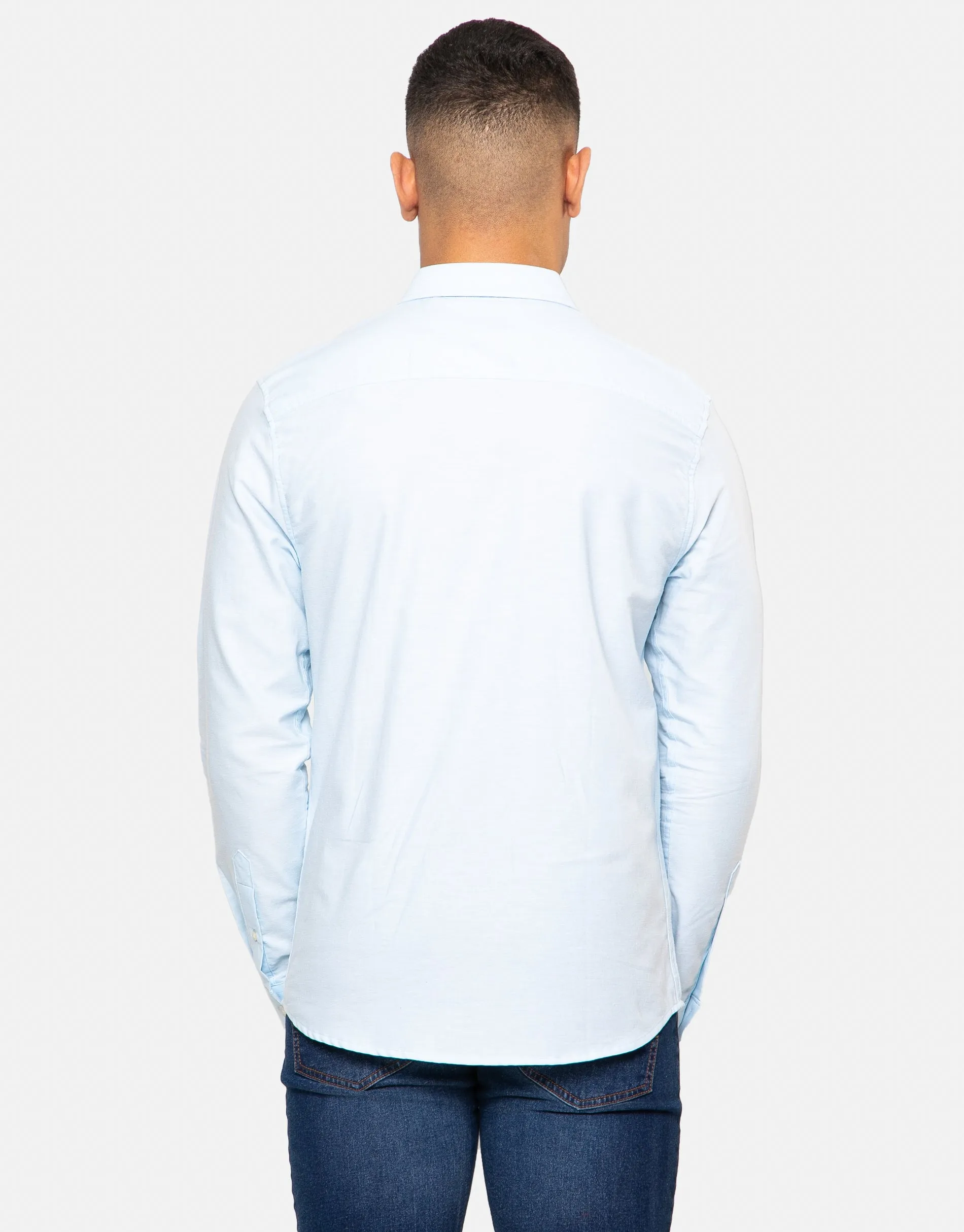 Men's Sky Blue Cotton Long Sleeve Slim Fit Shirt sold by Threadbare product image thumbnail 2
