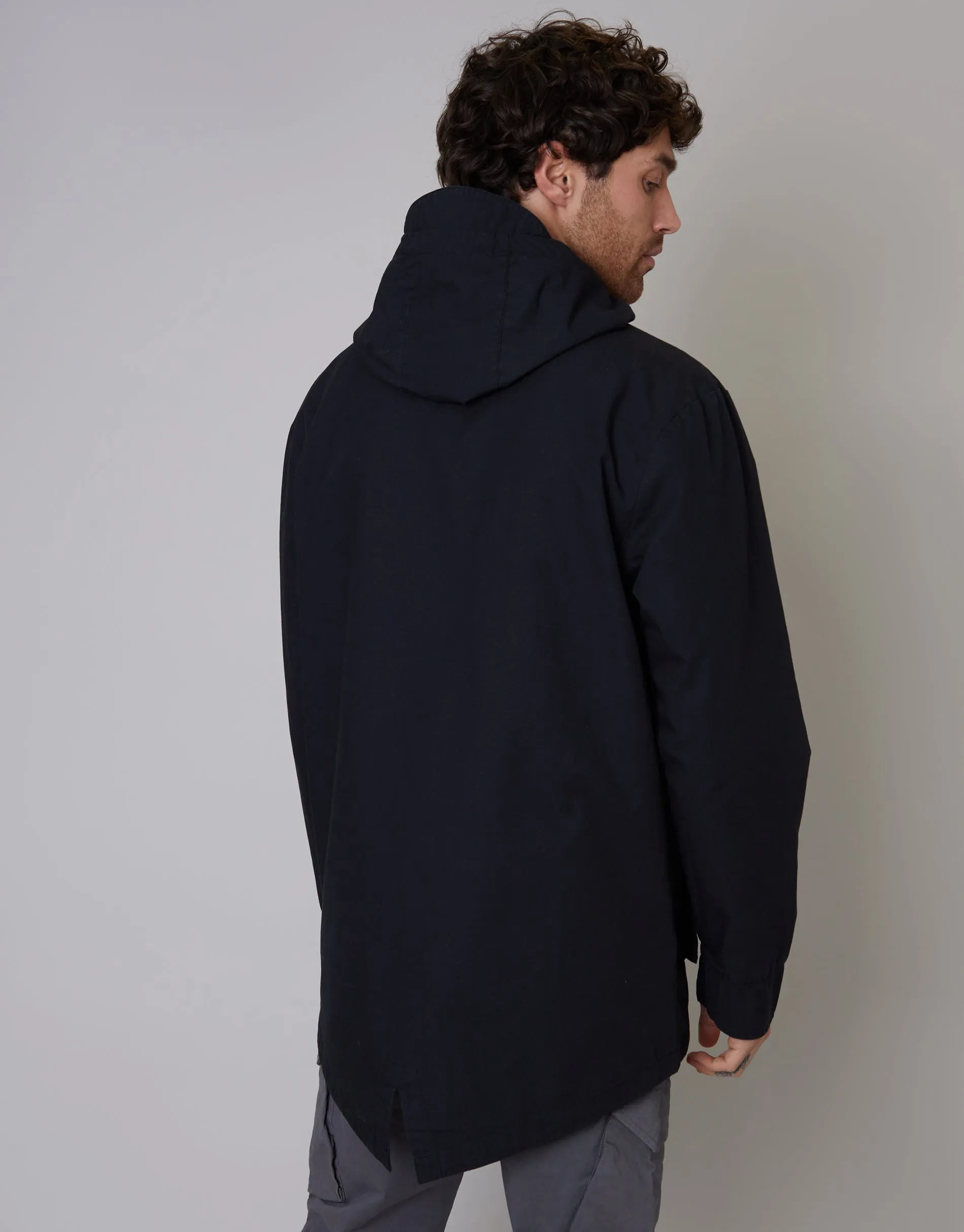Men's Black Hooded 4 Pocket Utility Field Coat sold by Threadbare product image thumbnail 2