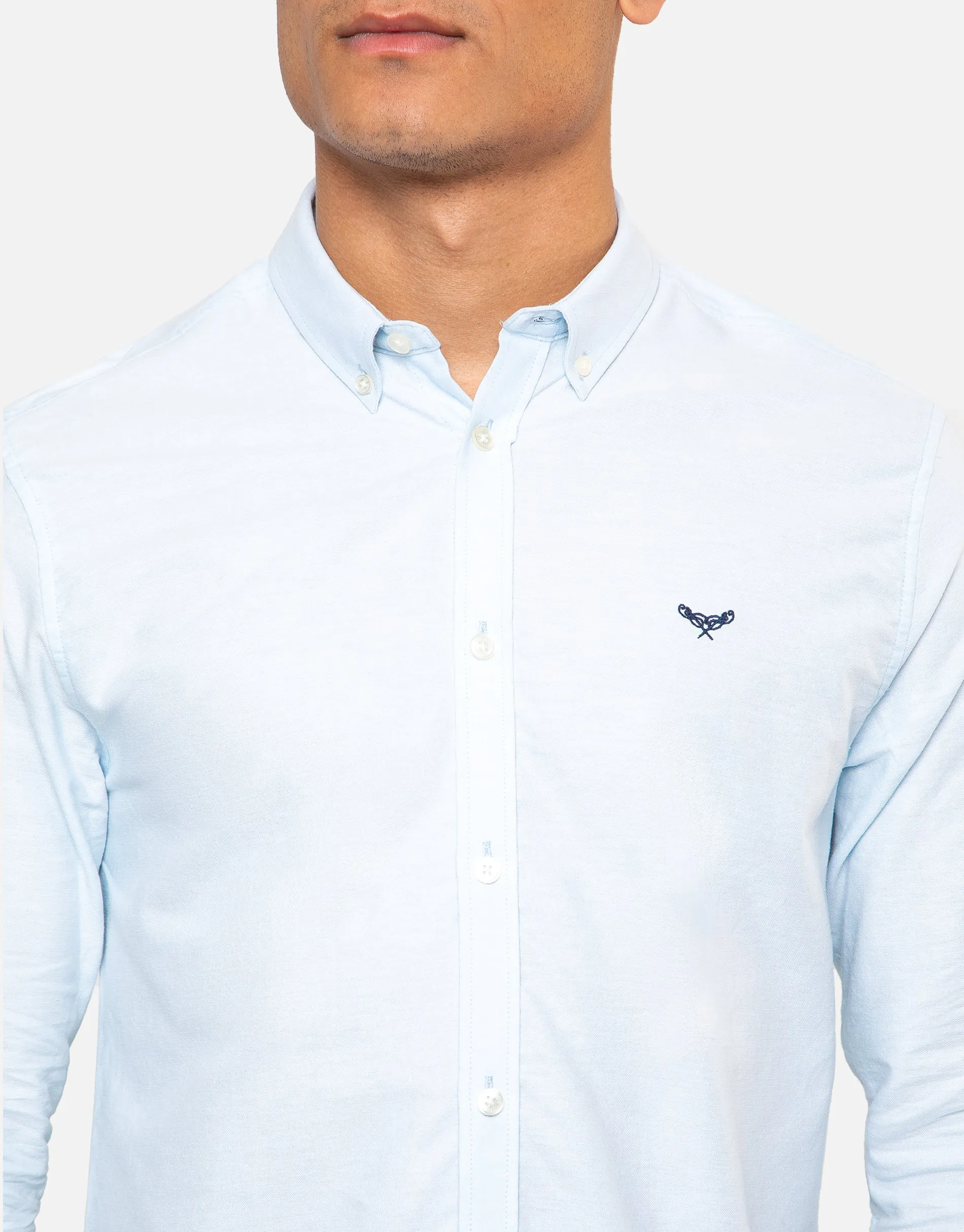Men's Sky Blue Cotton Long Sleeve Slim Fit Shirt sold by Threadbare product image thumbnail 4