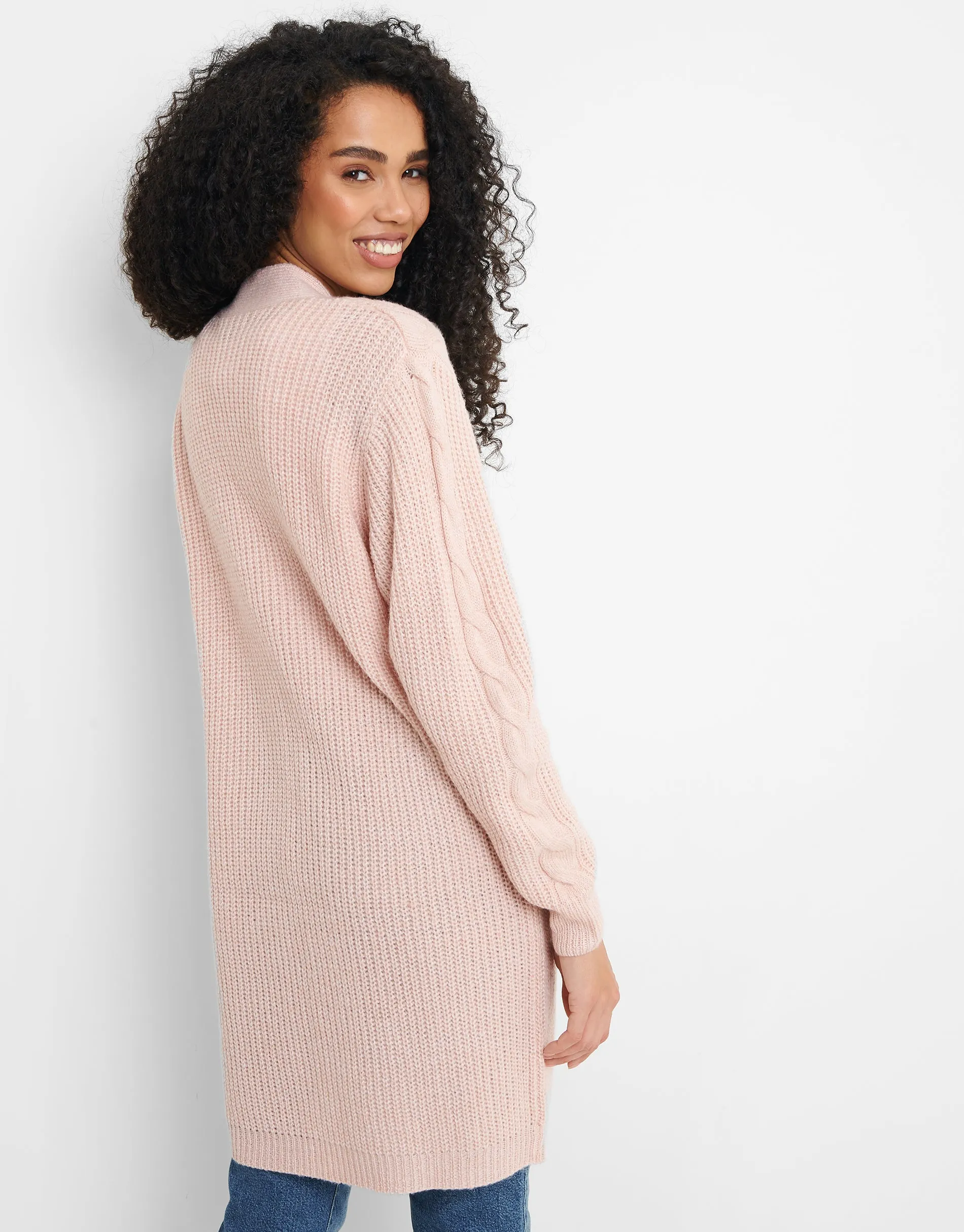 Women's Pink Cable Knit Cardigan sold by Threadbare product image thumbnail 2