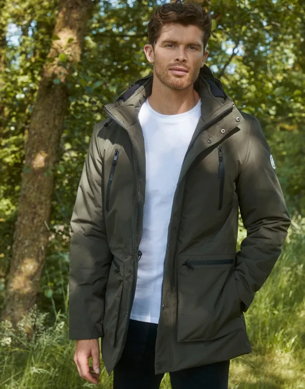 Men's Khaki Utility Hooded Jacket sold by Threadbare