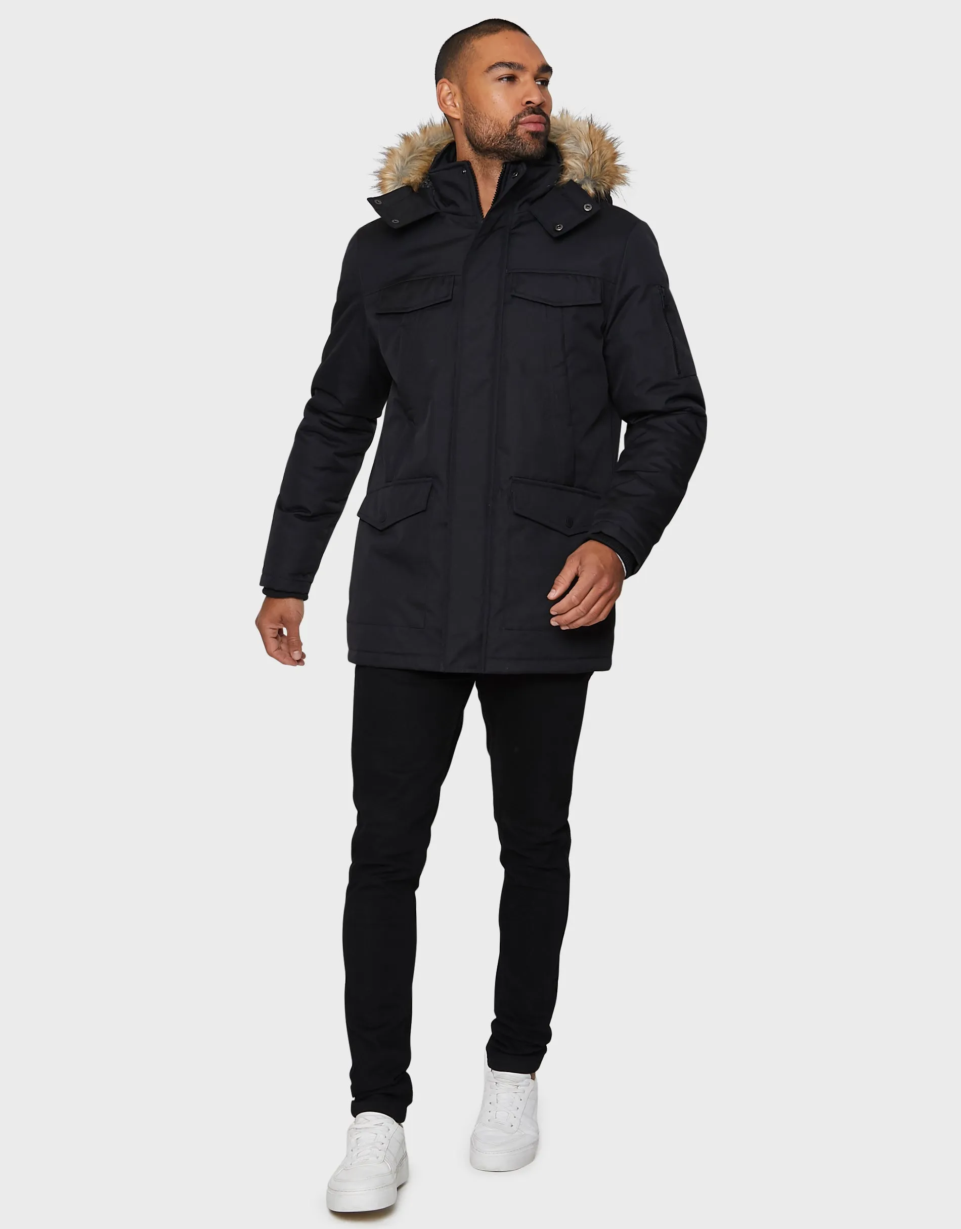 Men's Black Parka Jacket sold by Threadbare product image thumbnail 3