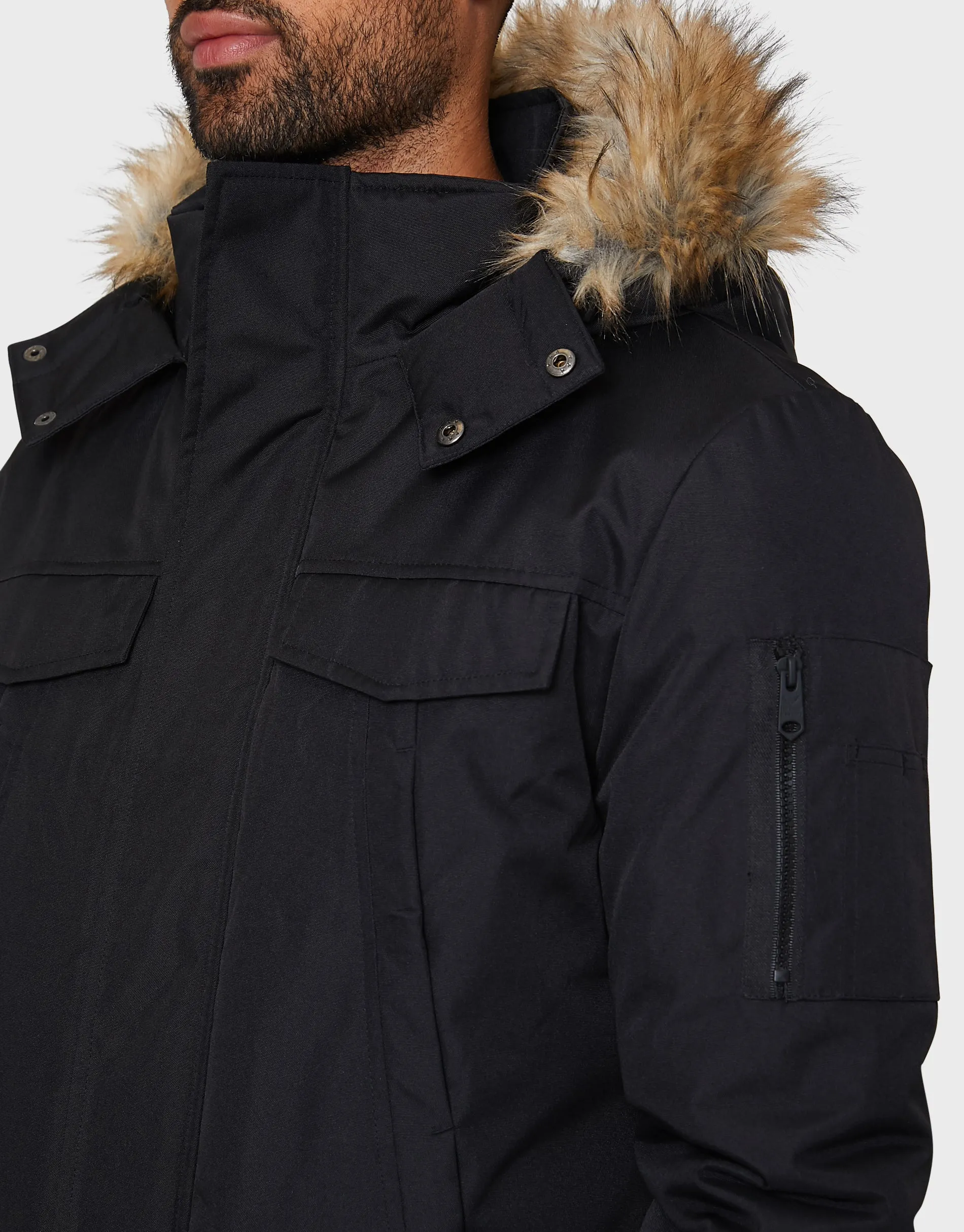 Men's Black Parka Jacket sold by Threadbare product image thumbnail 4
