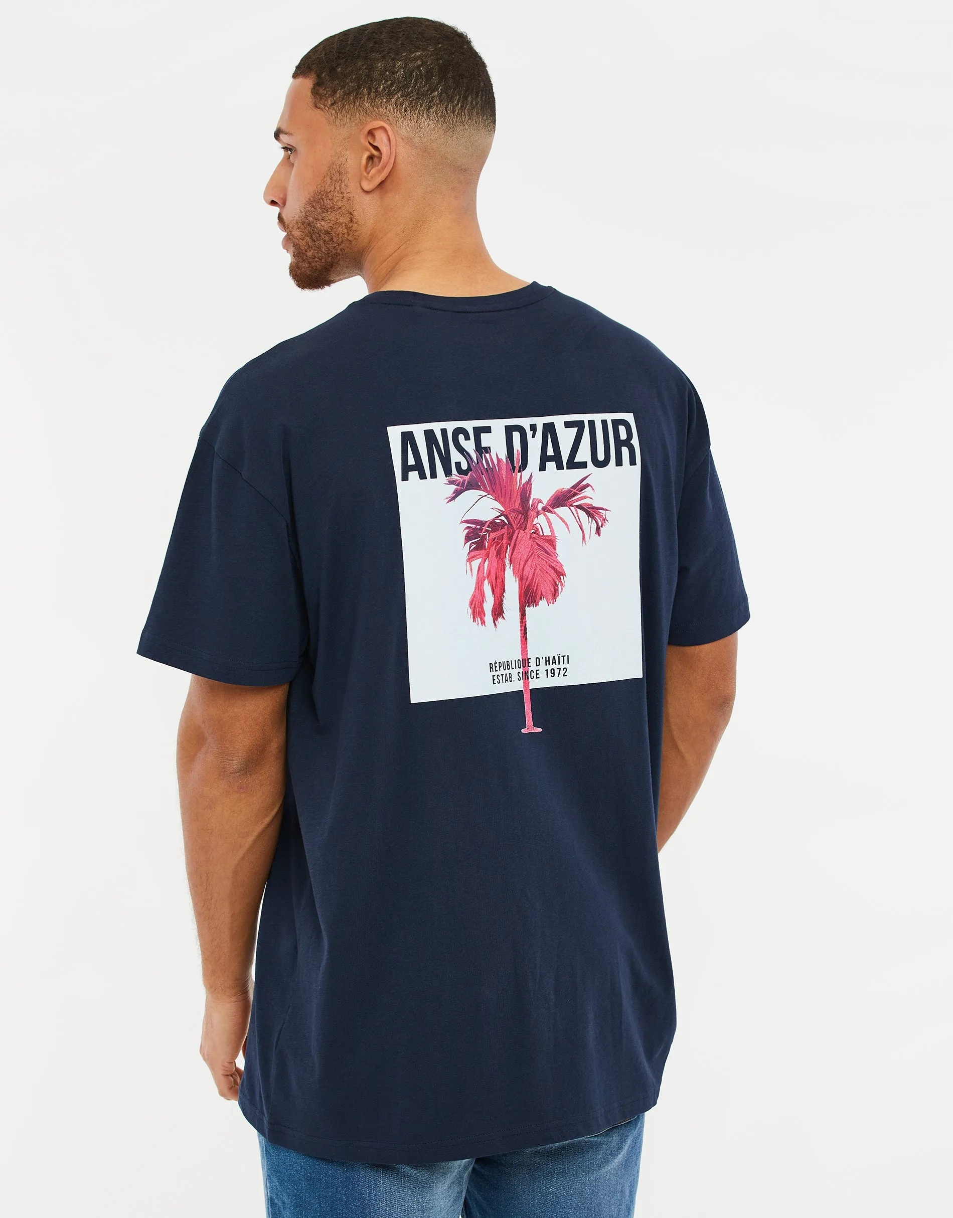 Men's Navy Graphic Print Oversized T-Shirt sold by Threadbare product image thumbnail 2