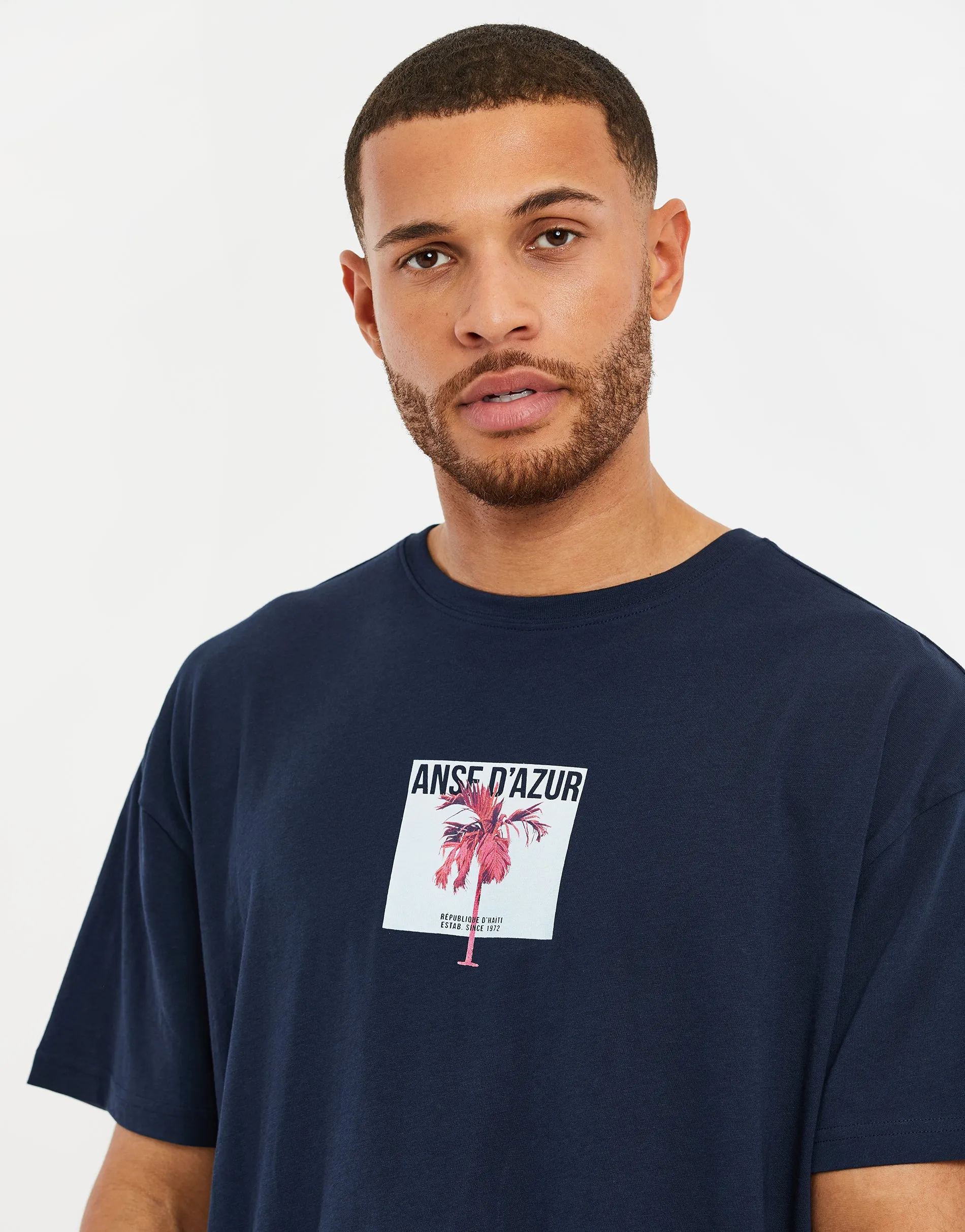 Men's Navy Graphic Print Oversized T-Shirt sold by Threadbare product image thumbnail 4