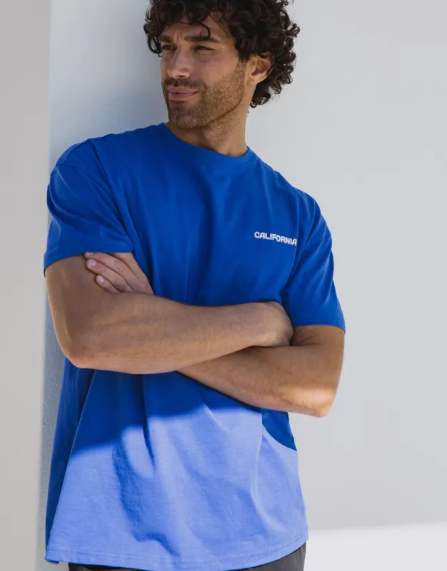 Men's Electric Blue California Graphic Oversized T-Shirt sold by Threadbare