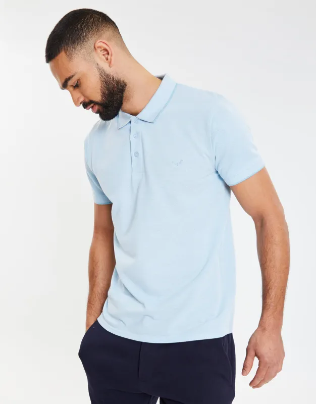 Men's Sky Blue Pique Classic Polo Shirt sold by Threadbare