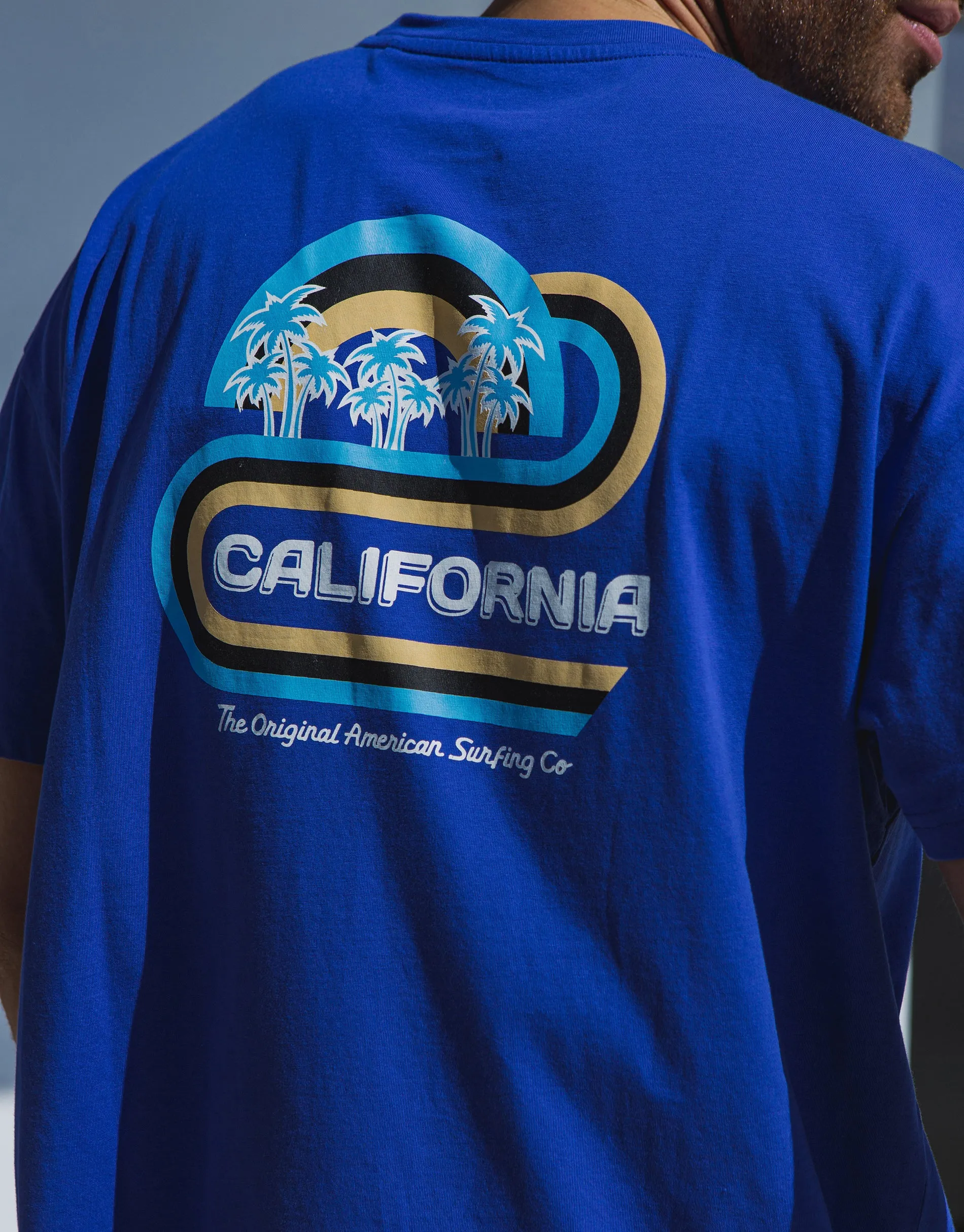 Men's Electric Blue California Graphic Oversized T-Shirt sold by Threadbare product image thumbnail 4