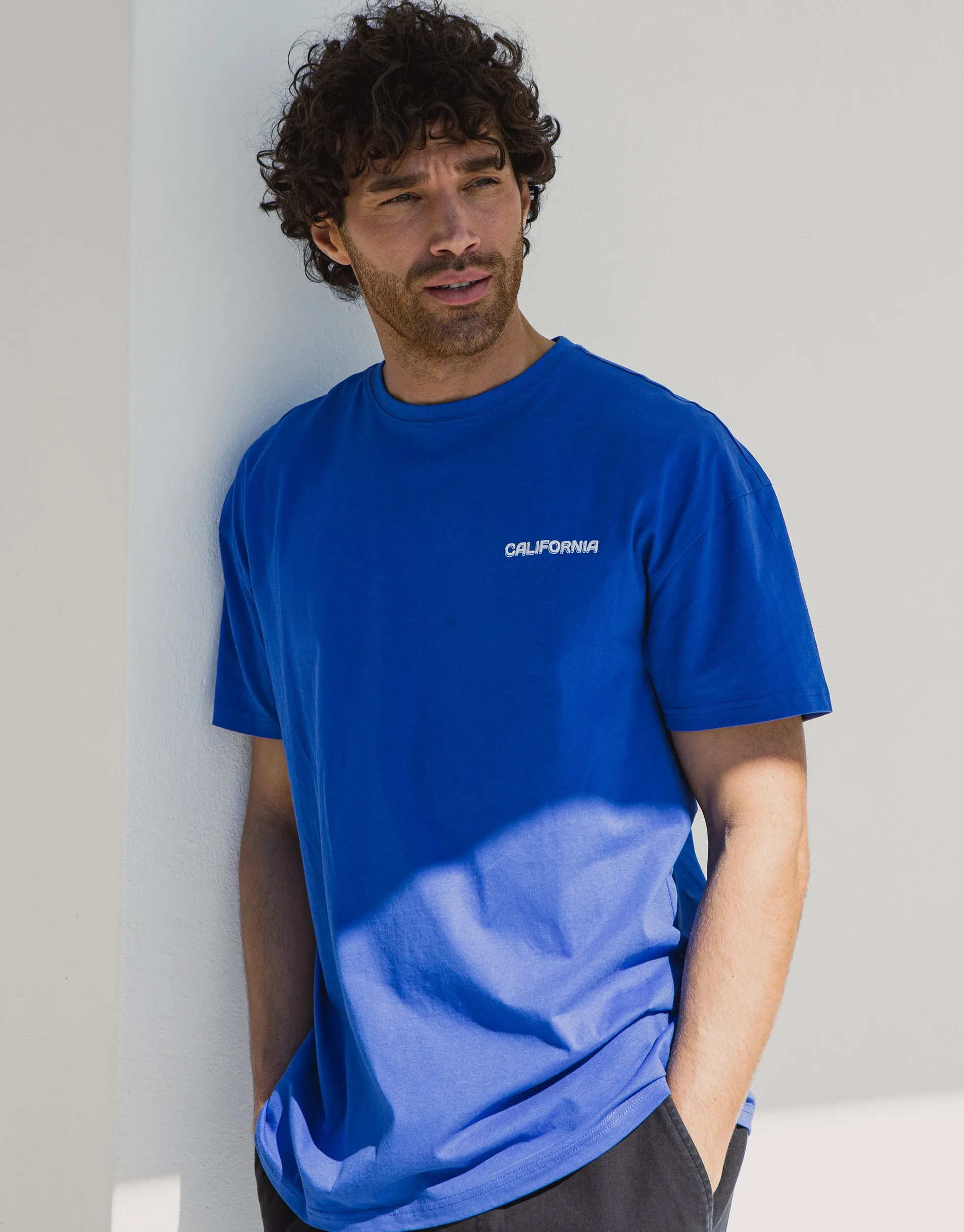Men's Electric Blue California Graphic Oversized T-Shirt sold by Threadbare product image thumbnail 3