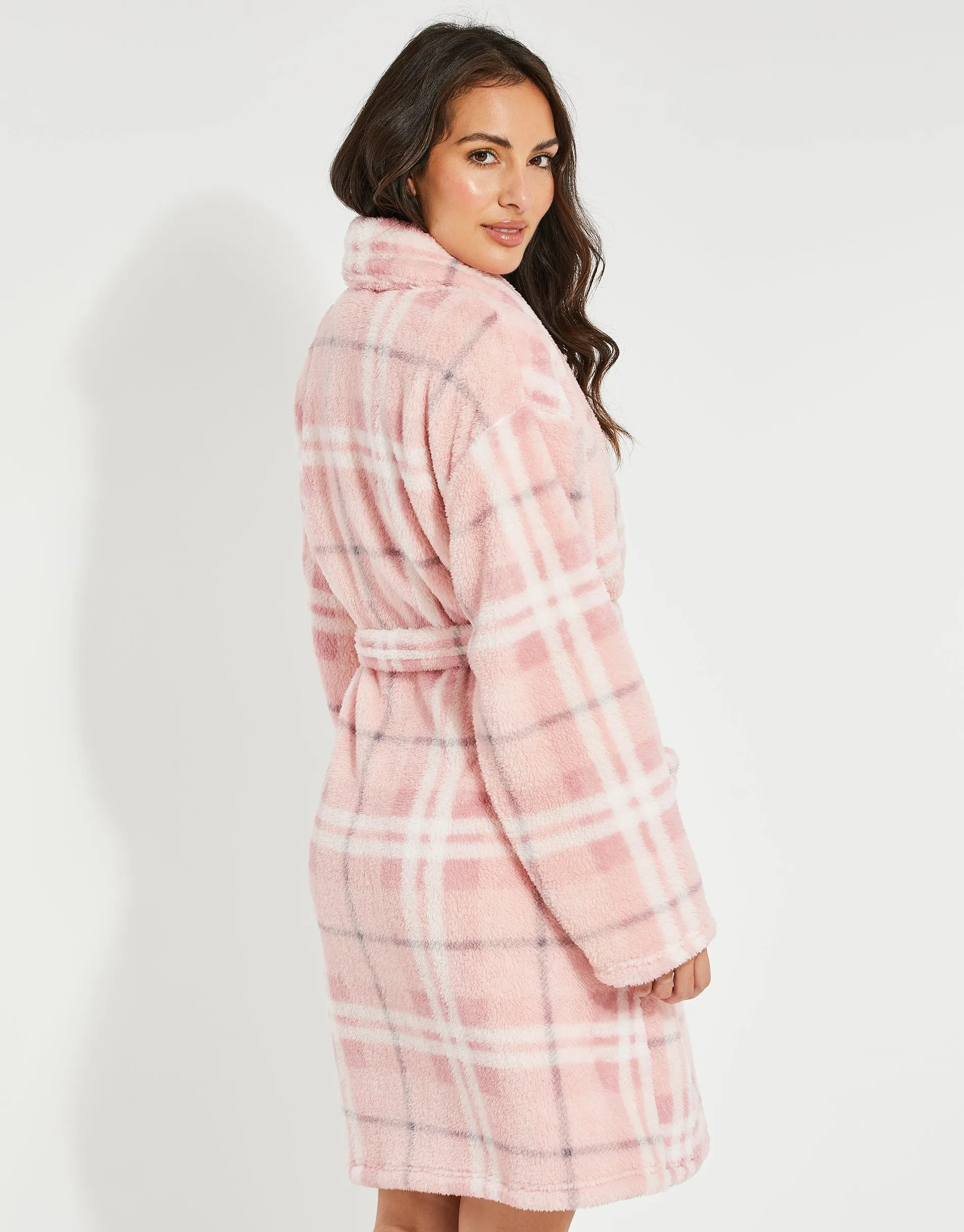 Women's Pink Check Dressing Gown sold by Threadbare product image thumbnail 2