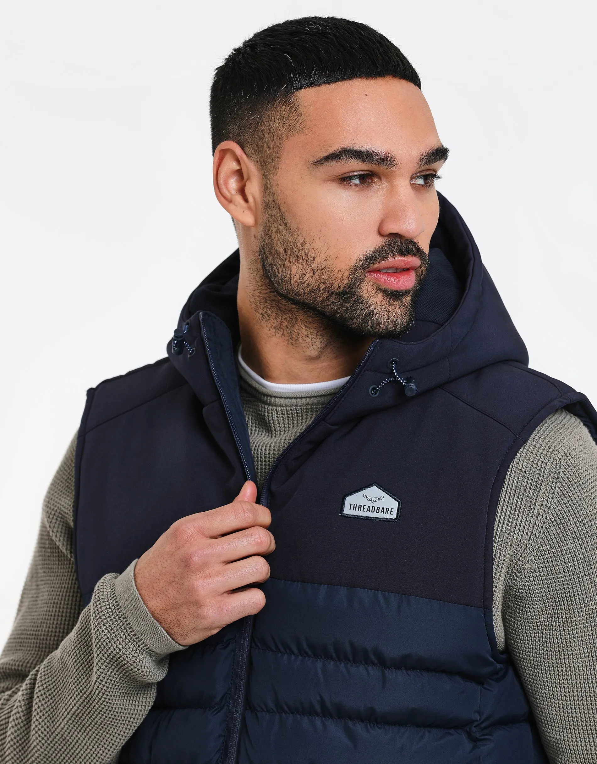 Men's Navy Hooded Gilet sold by Threadbare product image thumbnail 4