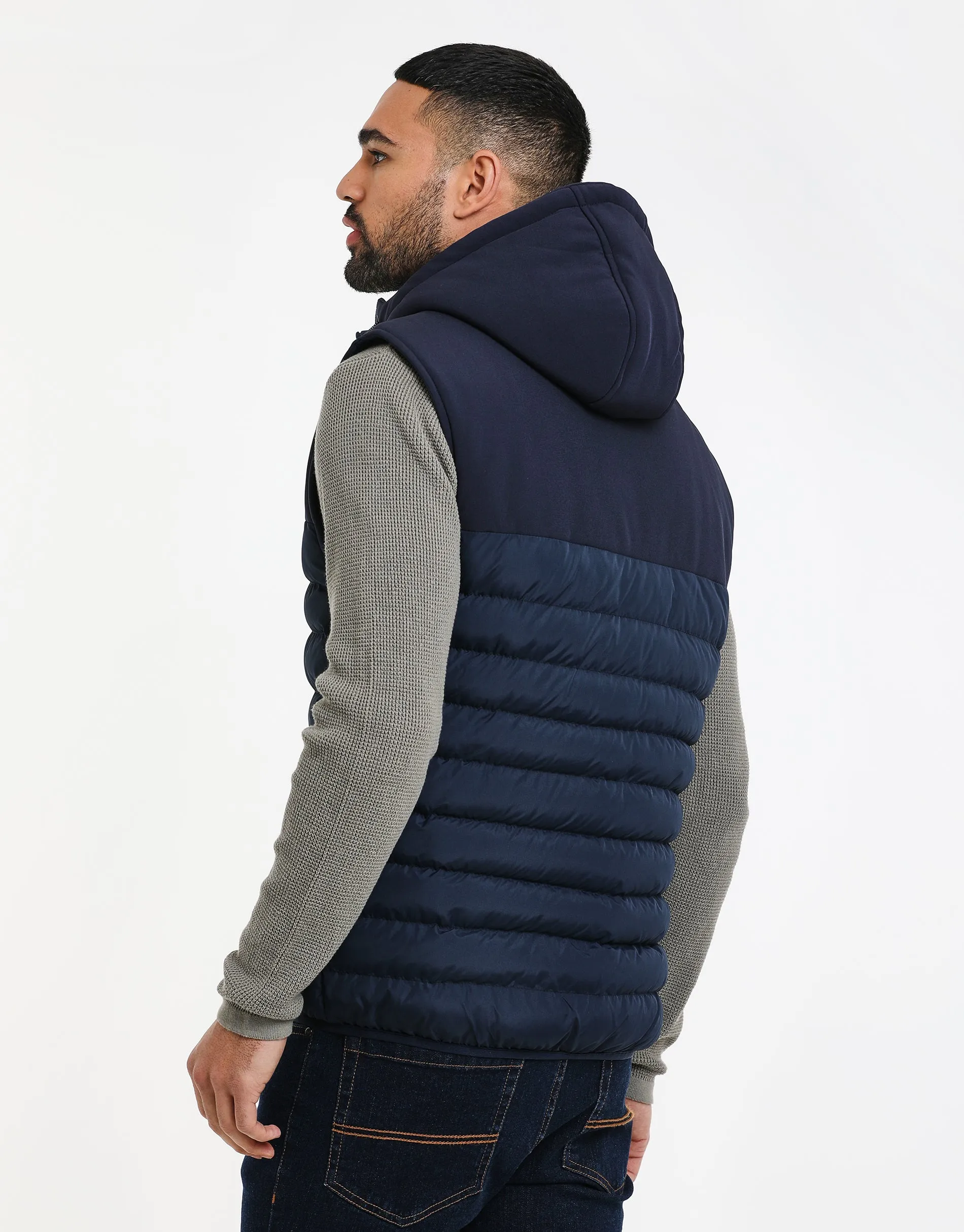 Men's Navy Hooded Gilet sold by Threadbare product image thumbnail 2