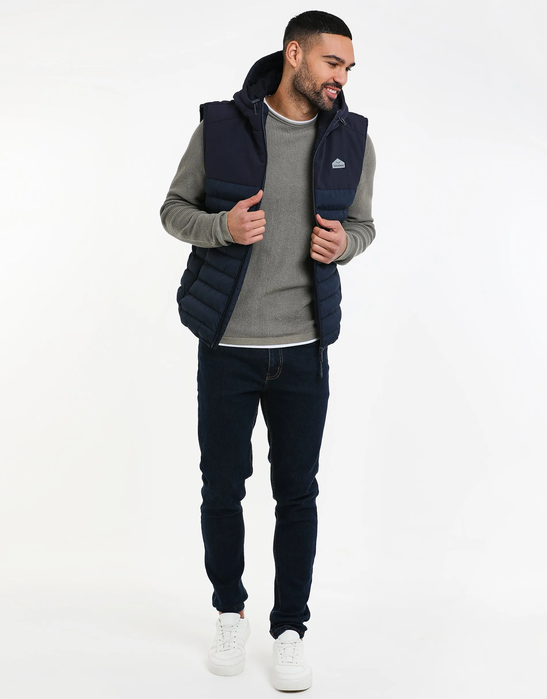 Men's Navy Hooded Gilet sold by Threadbare product image thumbnail 3