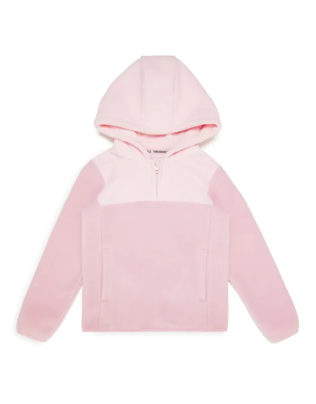 Girls' Pink Quarter Zip Hooded Fleece sold by Threadbare