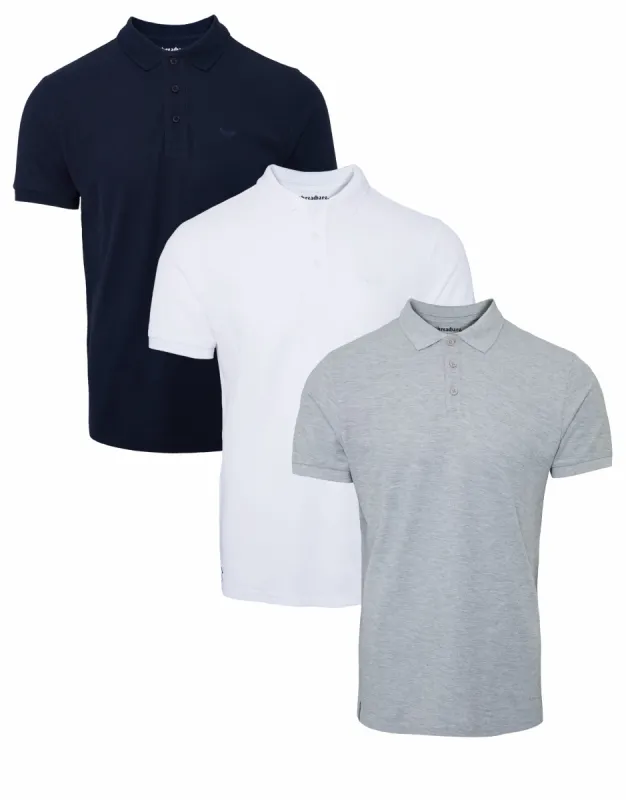 Multi Pique Polo Shirts (3 Pack) sold by Threadbare