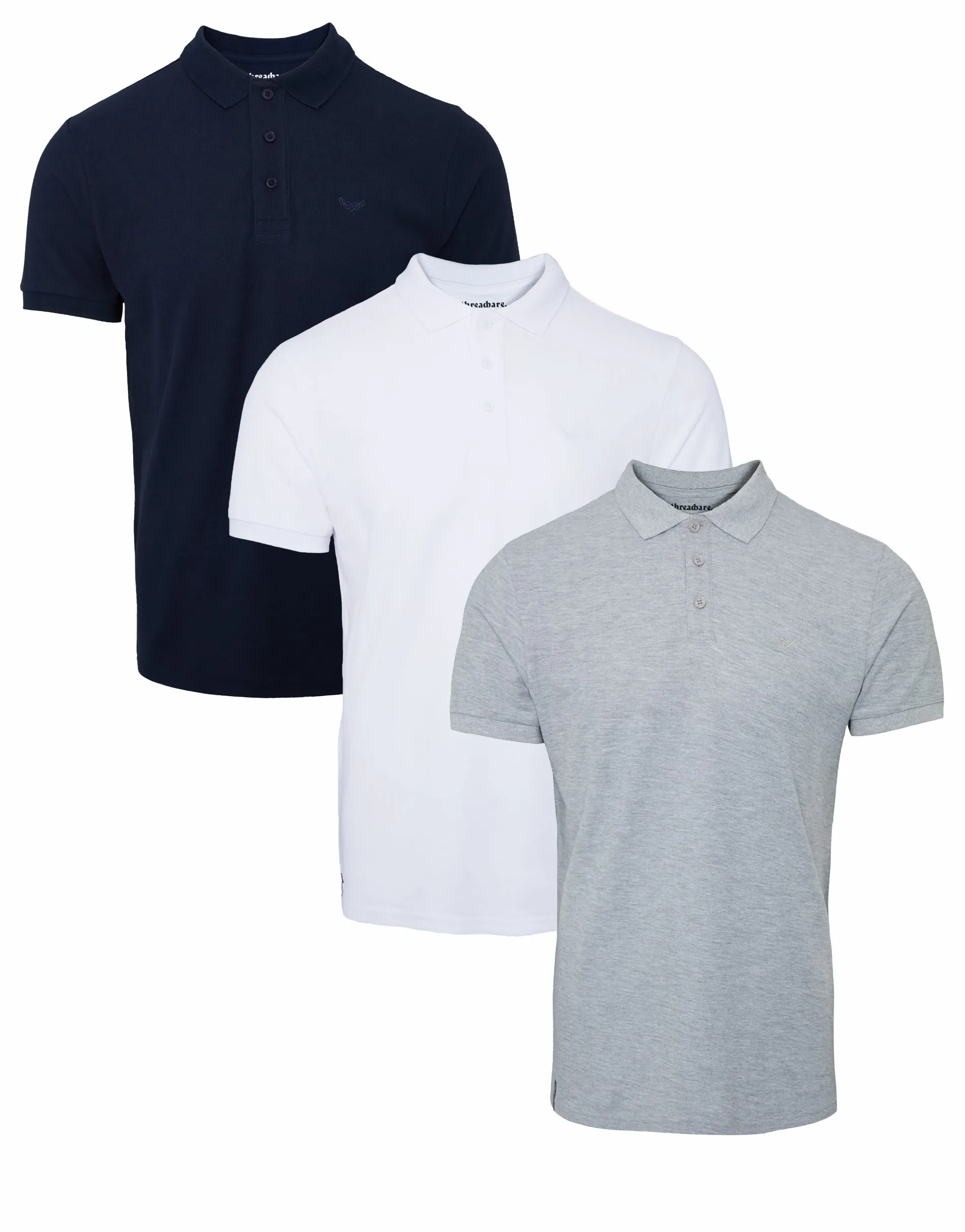 Multi Pique Polo Shirts (3 Pack) sold by Threadbare