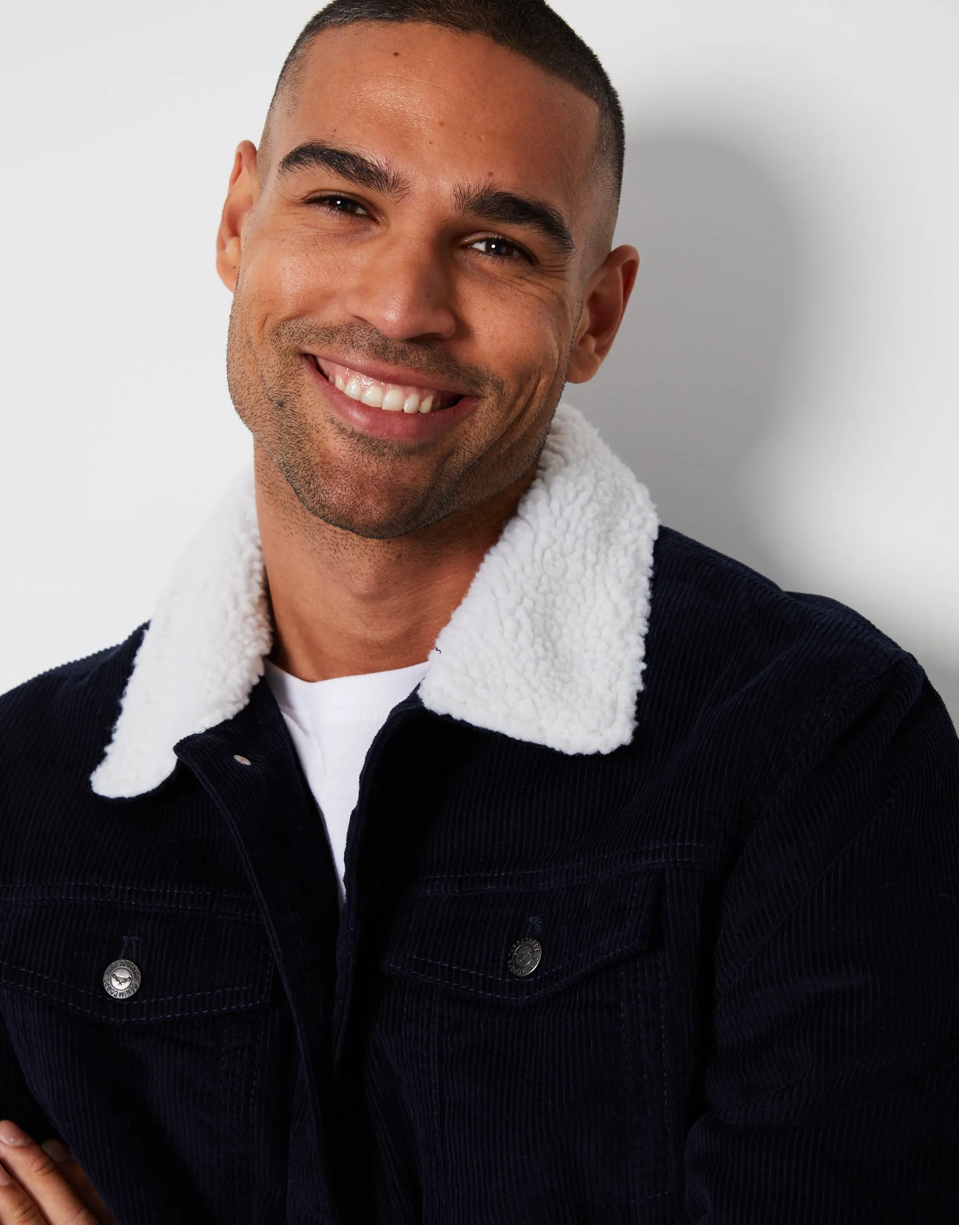 Navy Borg Lined Corduroy Jacket sold by Threadbare product image thumbnail 4