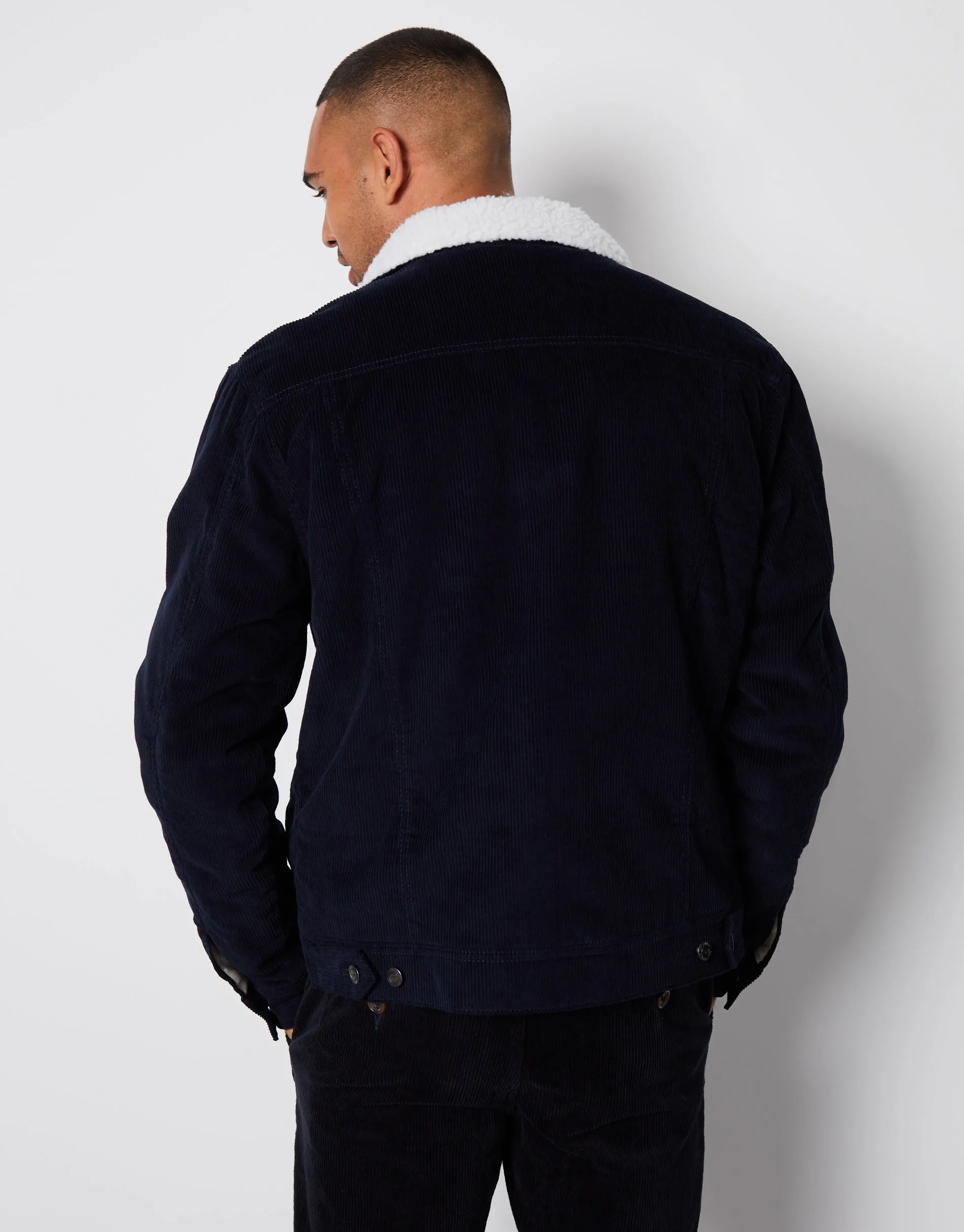 Navy Borg Lined Corduroy Jacket sold by Threadbare product image thumbnail 2