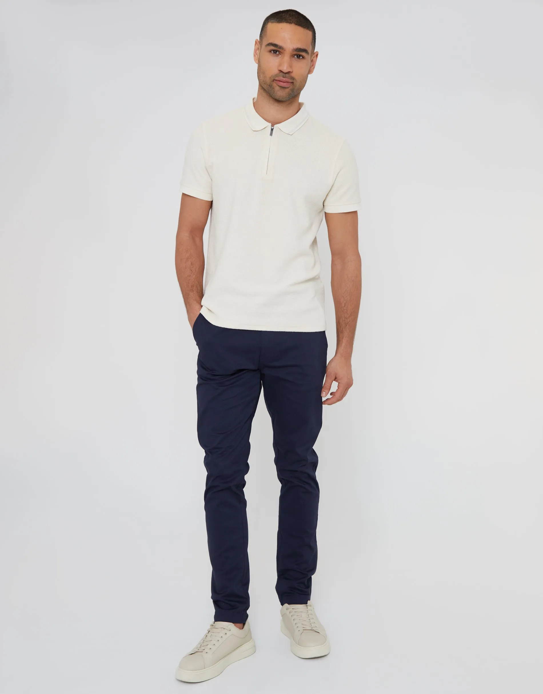 Navy Slim Fit Chino Trousers sold by Threadbare product image thumbnail 3