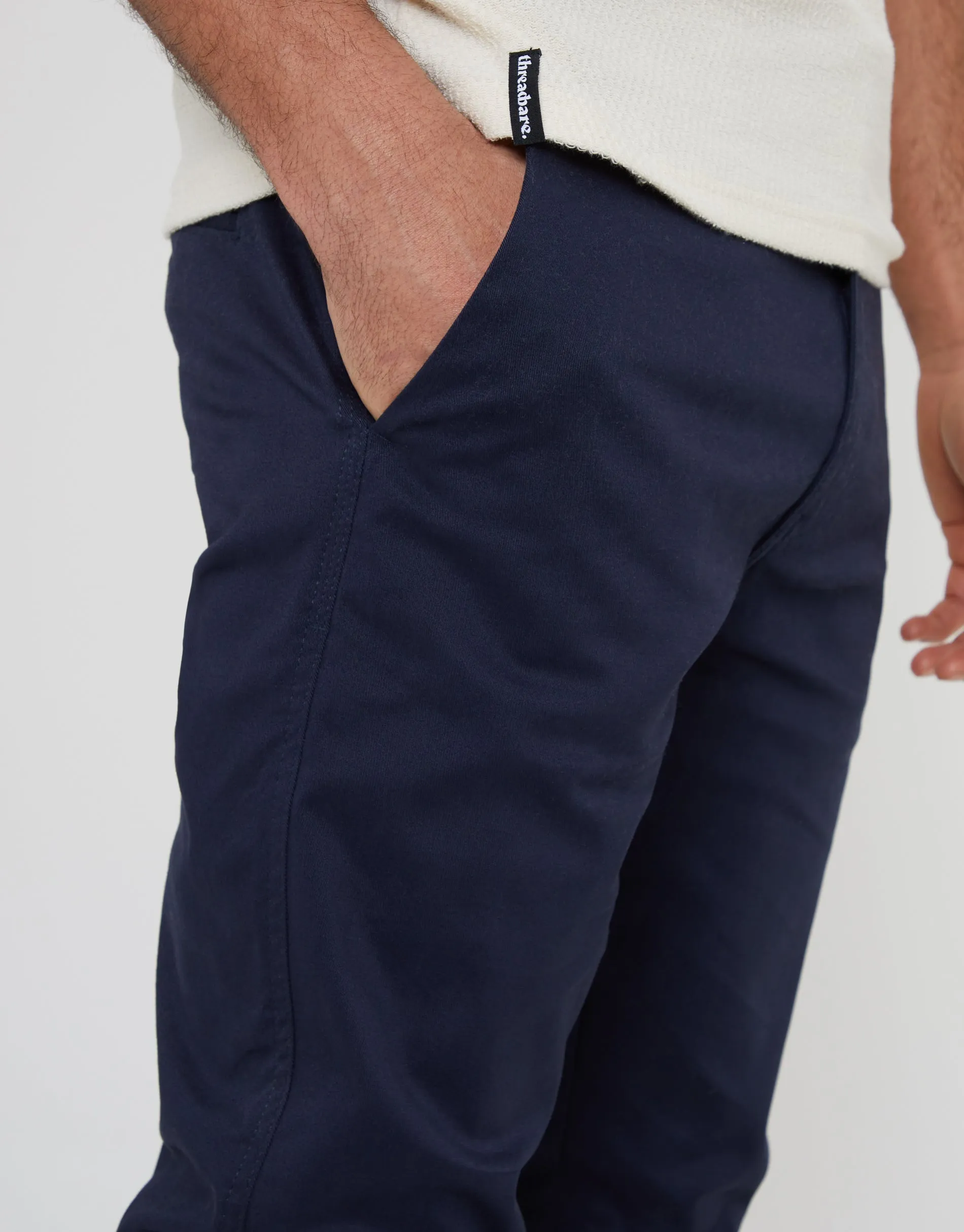 Navy Slim Fit Chino Trousers sold by Threadbare product image thumbnail 4