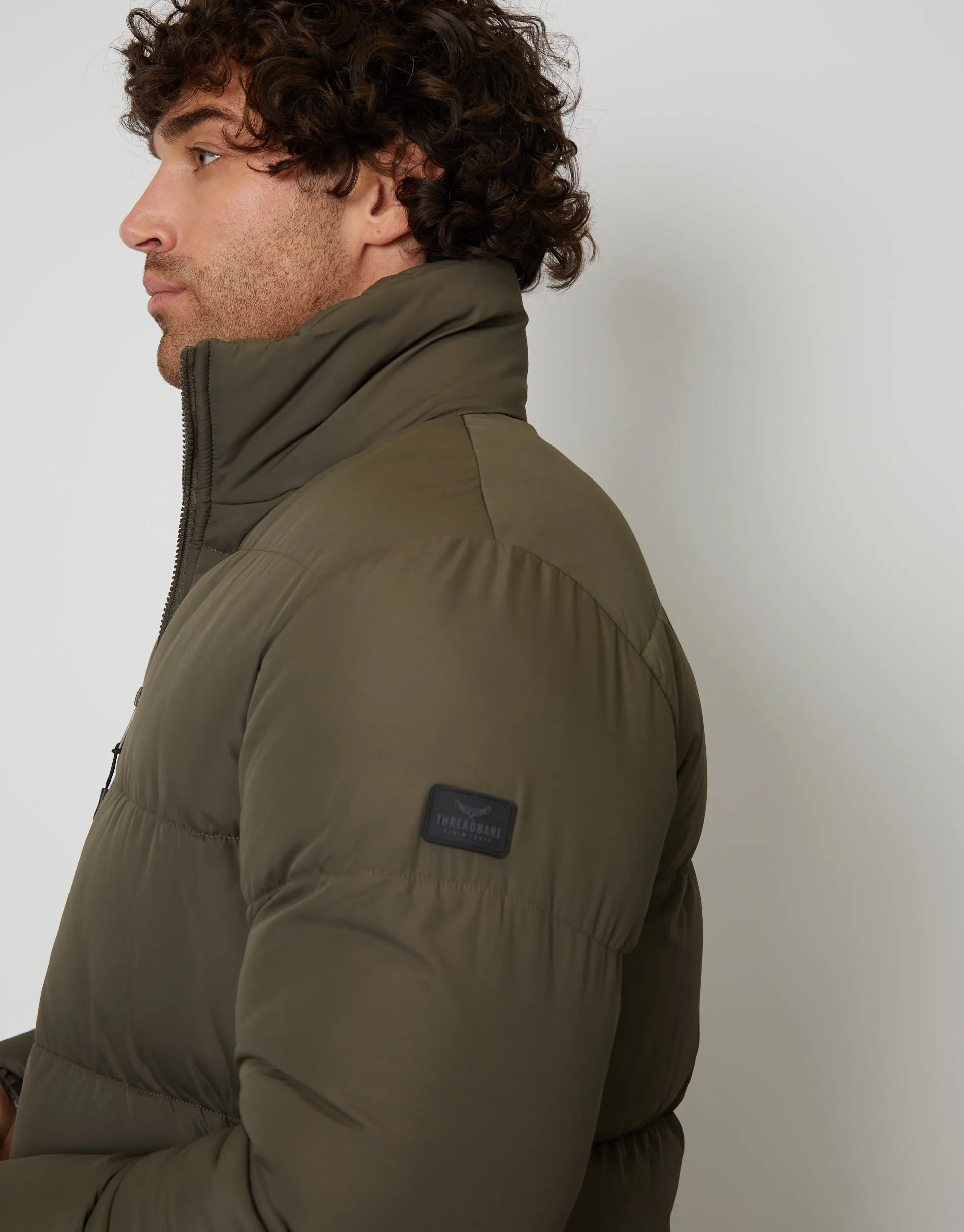 Men's Khaki Mock Layer Puffer Jacket sold by Threadbare product image thumbnail 5