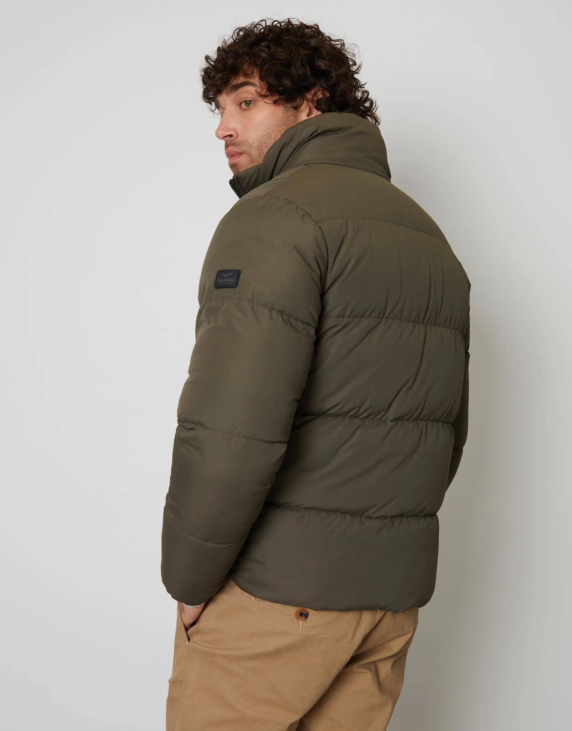 Men's Khaki Mock Layer Puffer Jacket sold by Threadbare product image thumbnail 2