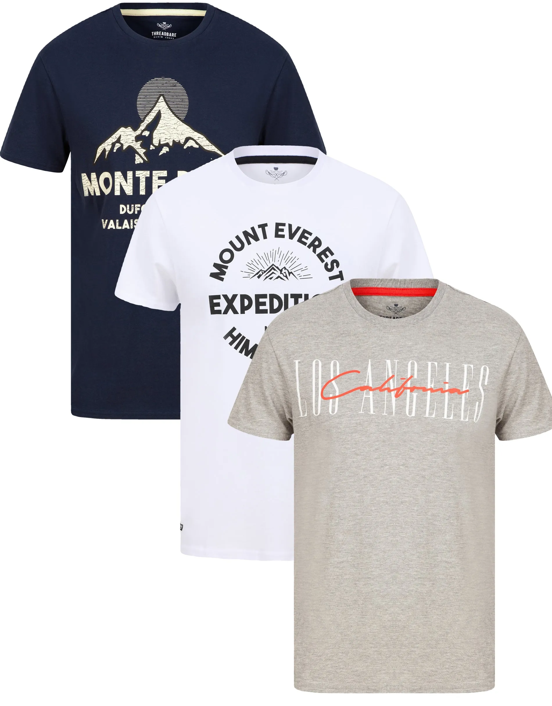 Men's LA Short Sleeve Crew Neck T-Shirts (3 Pack) sold by Threadbare