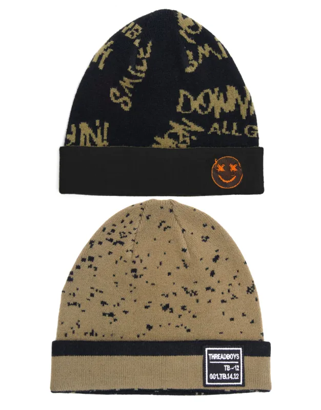 Boys' Splatter Print Hats (2 Pack) made by Threadbare