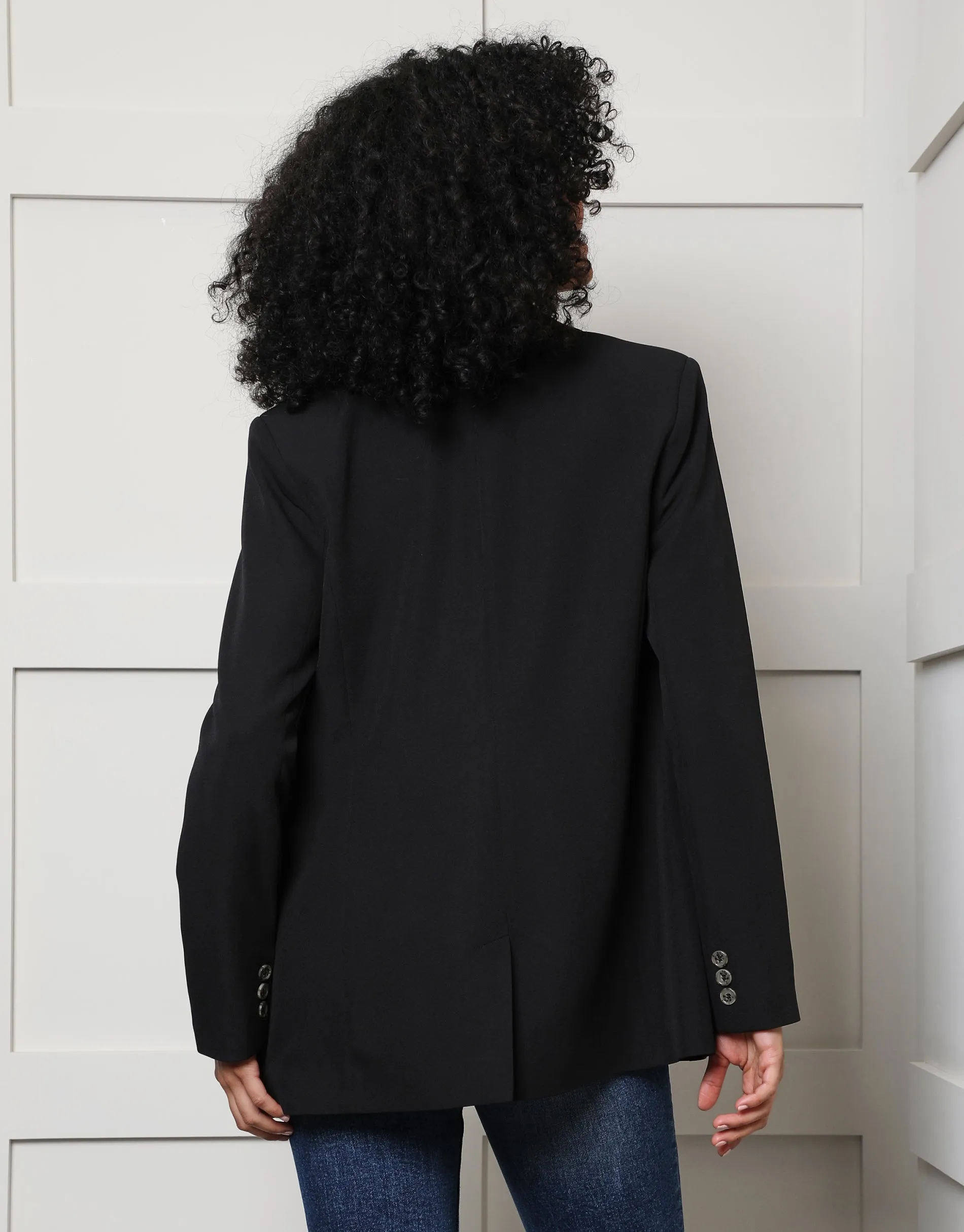 Women's Black Single Breasted Relaxed Fit Blazer sold by Threadbare product image thumbnail 2