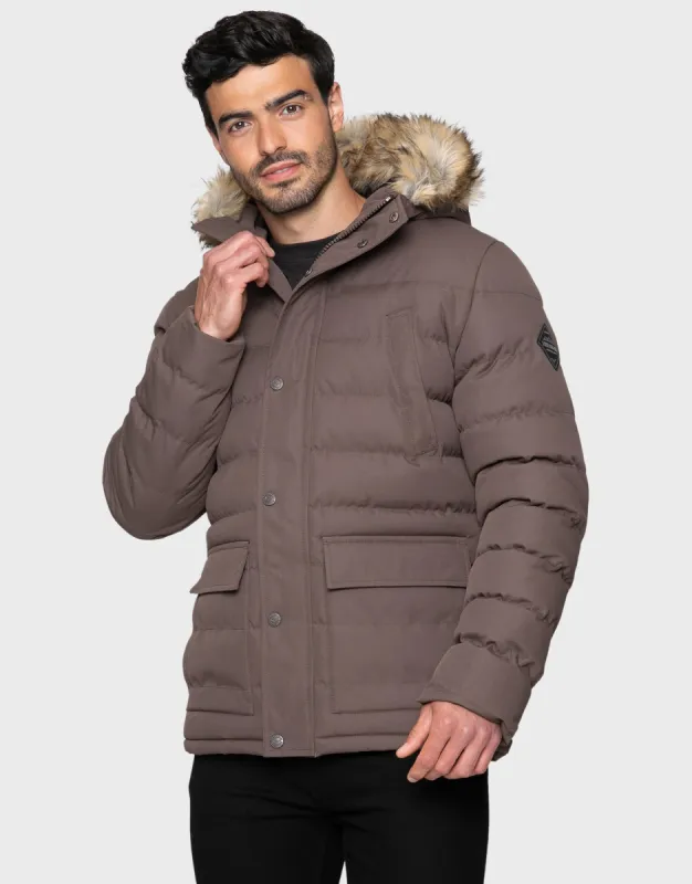 Men's Brown Parka Coat sold by Threadbare