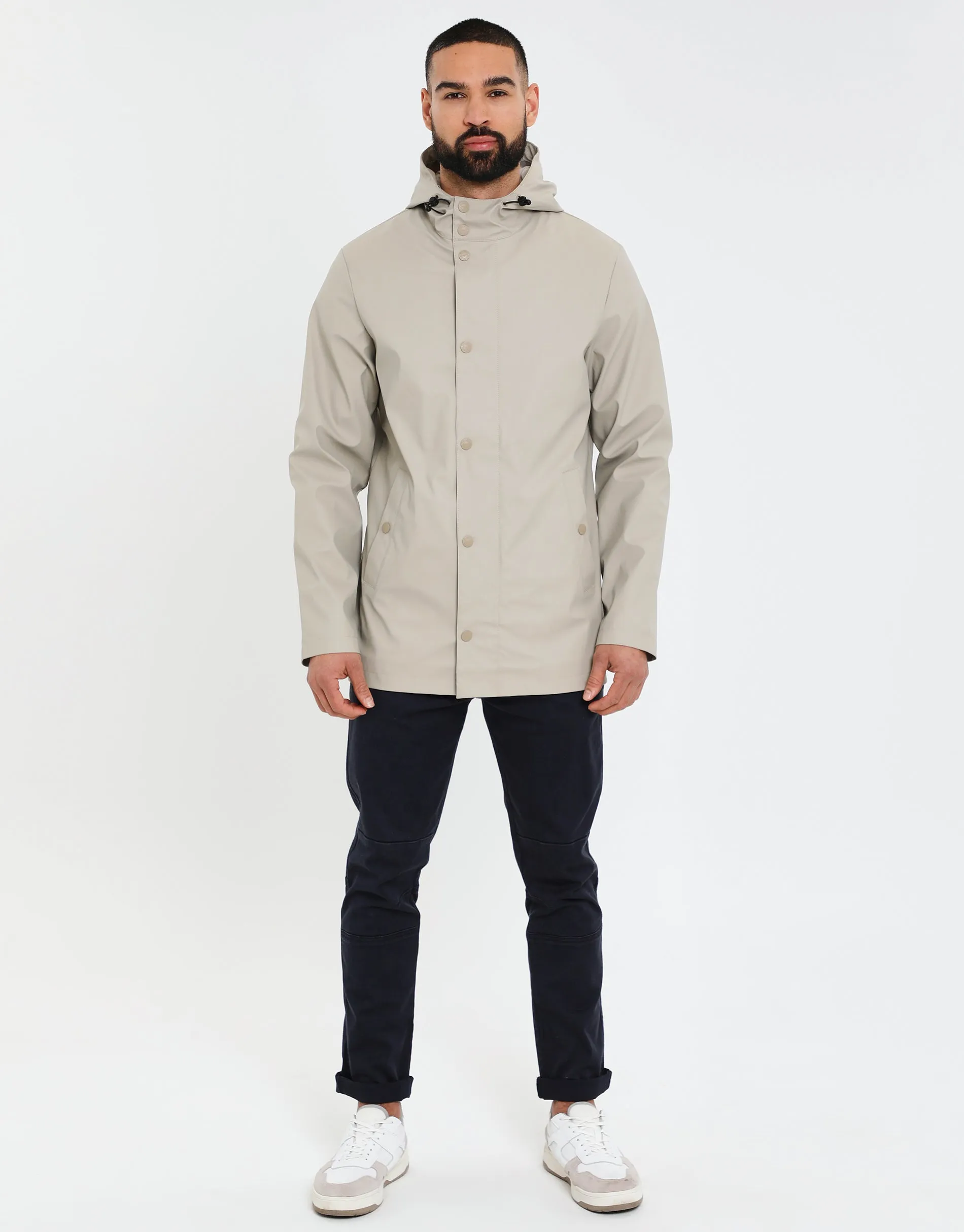 Men's Stone Hooded Showerproof Mac sold by Threadbare product image thumbnail 3