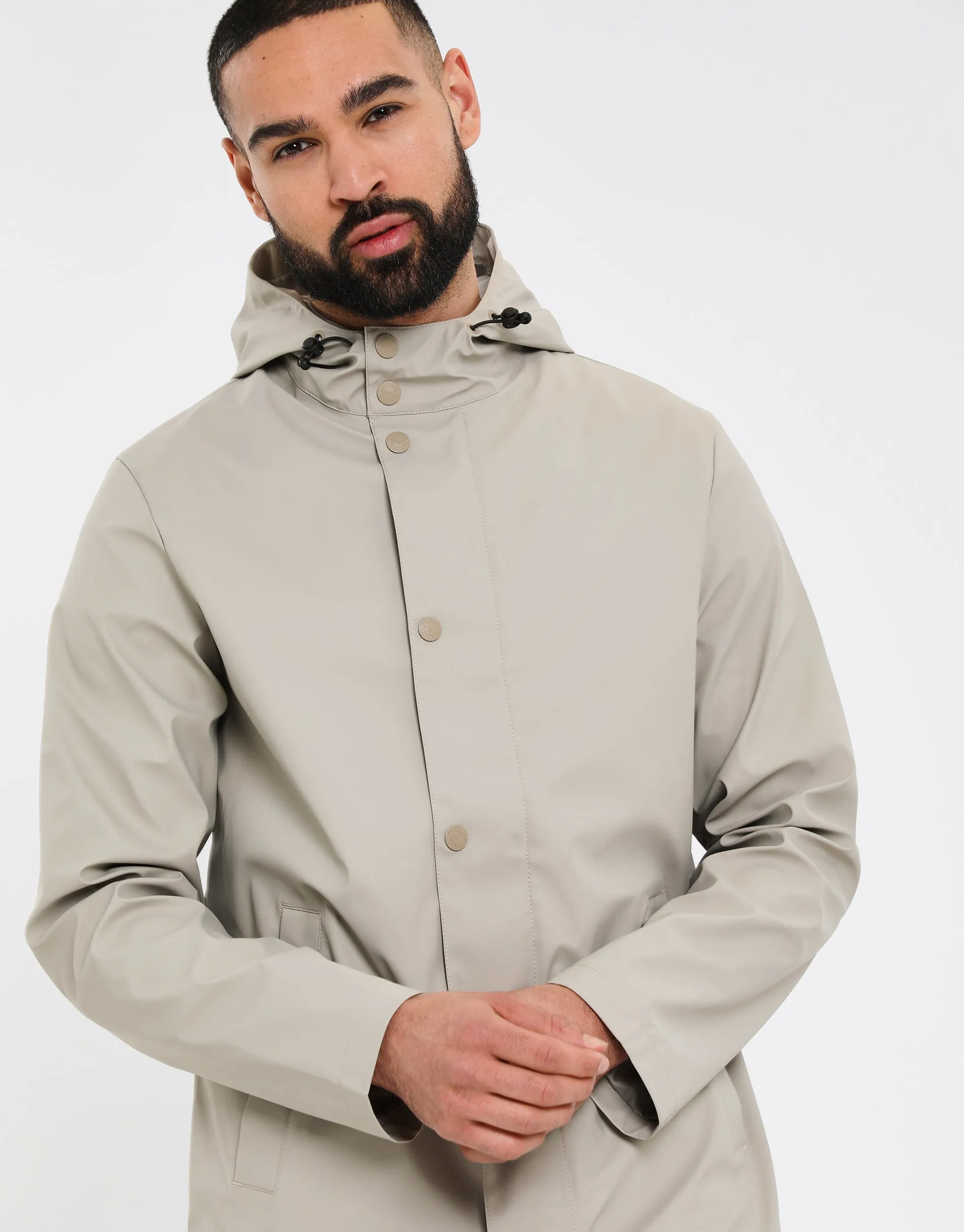 Men's Stone Hooded Showerproof Mac sold by Threadbare product image thumbnail 4