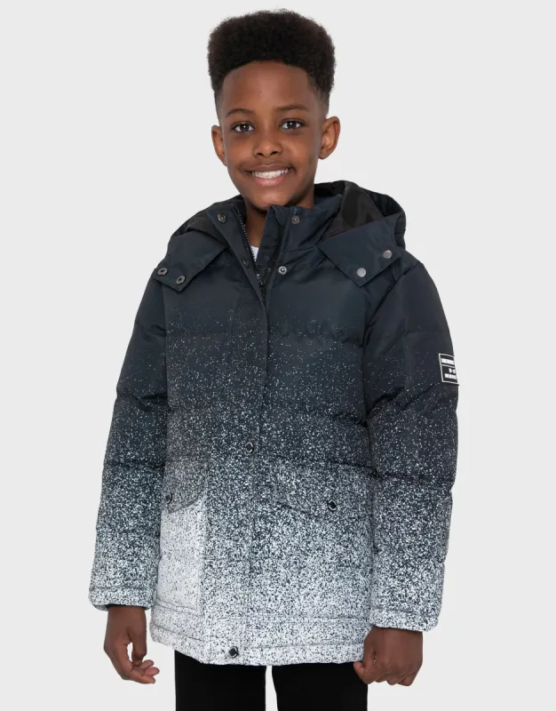 Boys' White Splatter Print Padded Jacket sold by Threadbare
