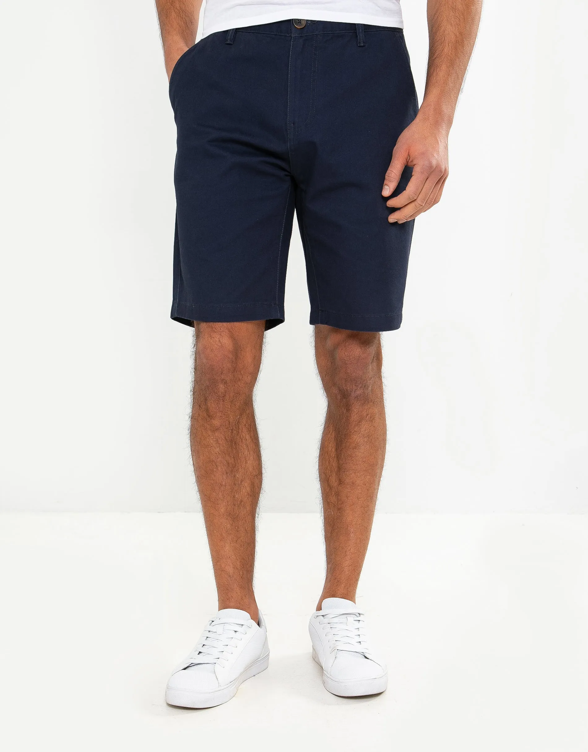 Men's Navy Cotton Chino Shorts sold by Threadbare