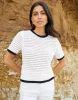 Women's Ecru Contrast Tipping Crochet T-Shirt sold by Threadbare