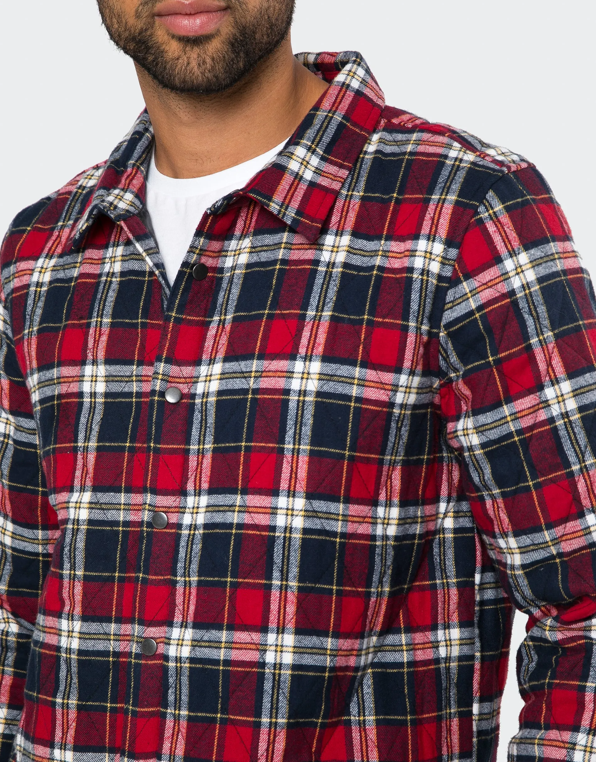 Men's Red Check Quilted Overshirt sold by Threadbare product image thumbnail 4