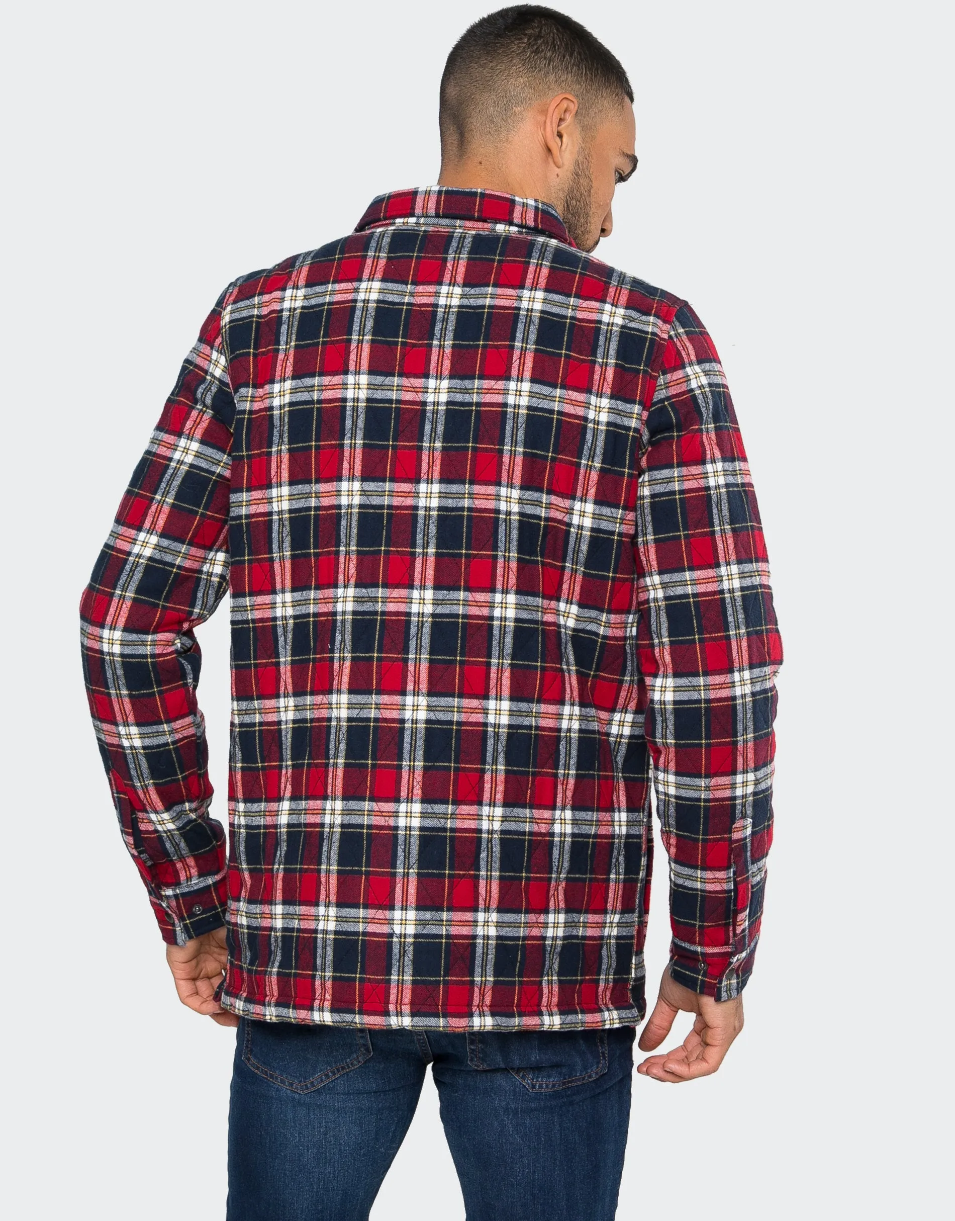 Men's Red Check Quilted Overshirt sold by Threadbare product image thumbnail 2