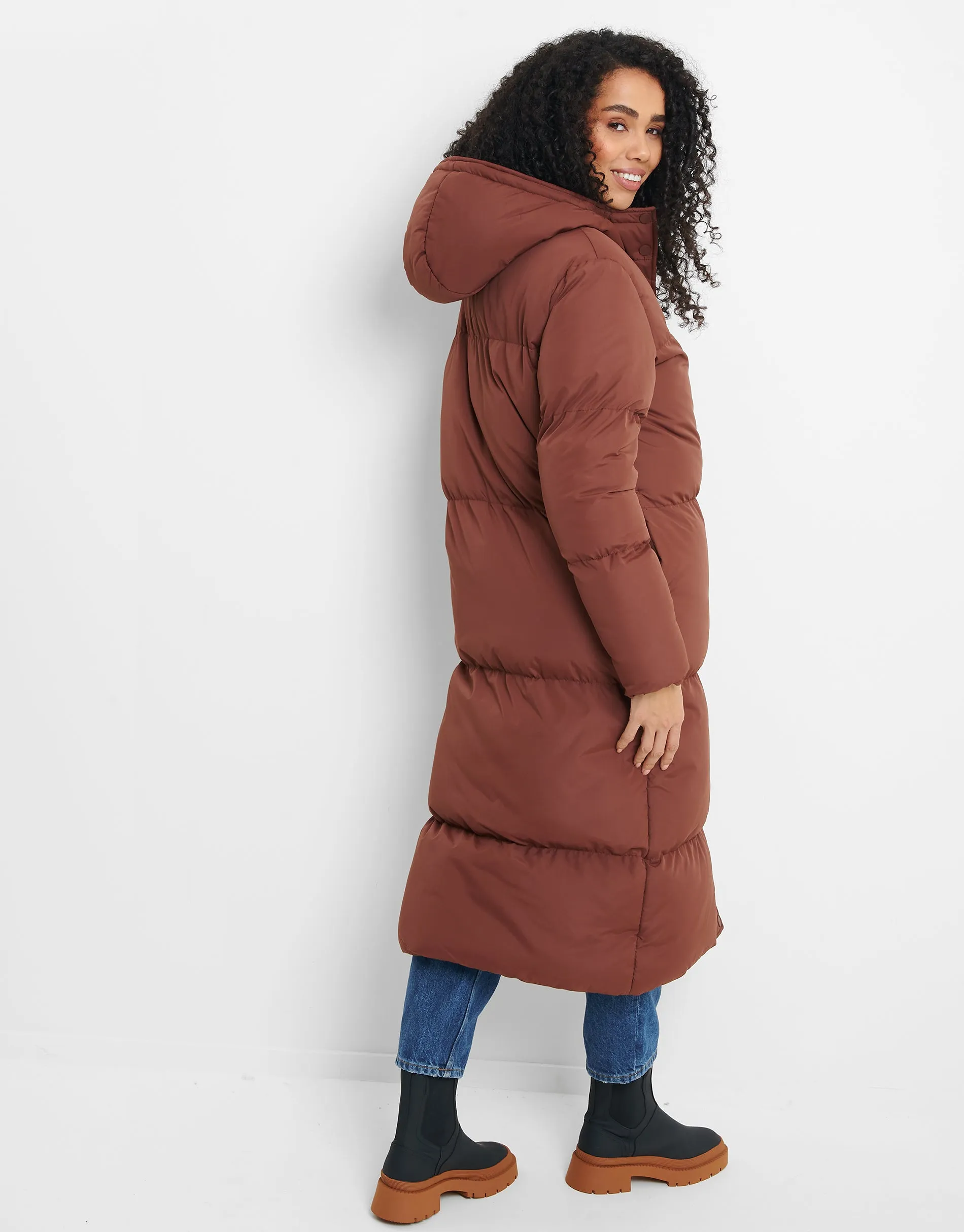 Women's Brown Maxi Puffer Jacket sold by Threadbare product image thumbnail 4