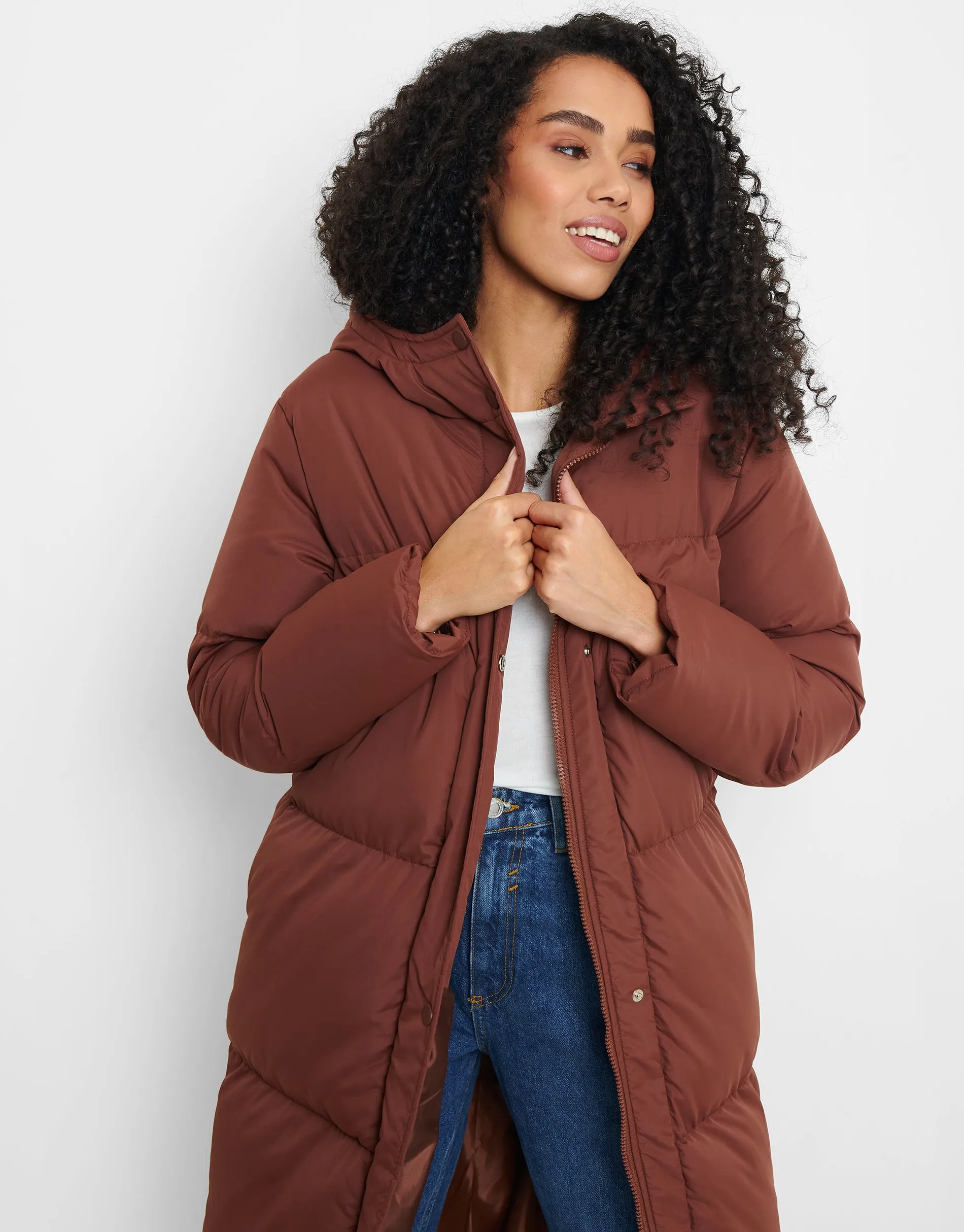 Women's Brown Maxi Puffer Jacket sold by Threadbare product image thumbnail 3