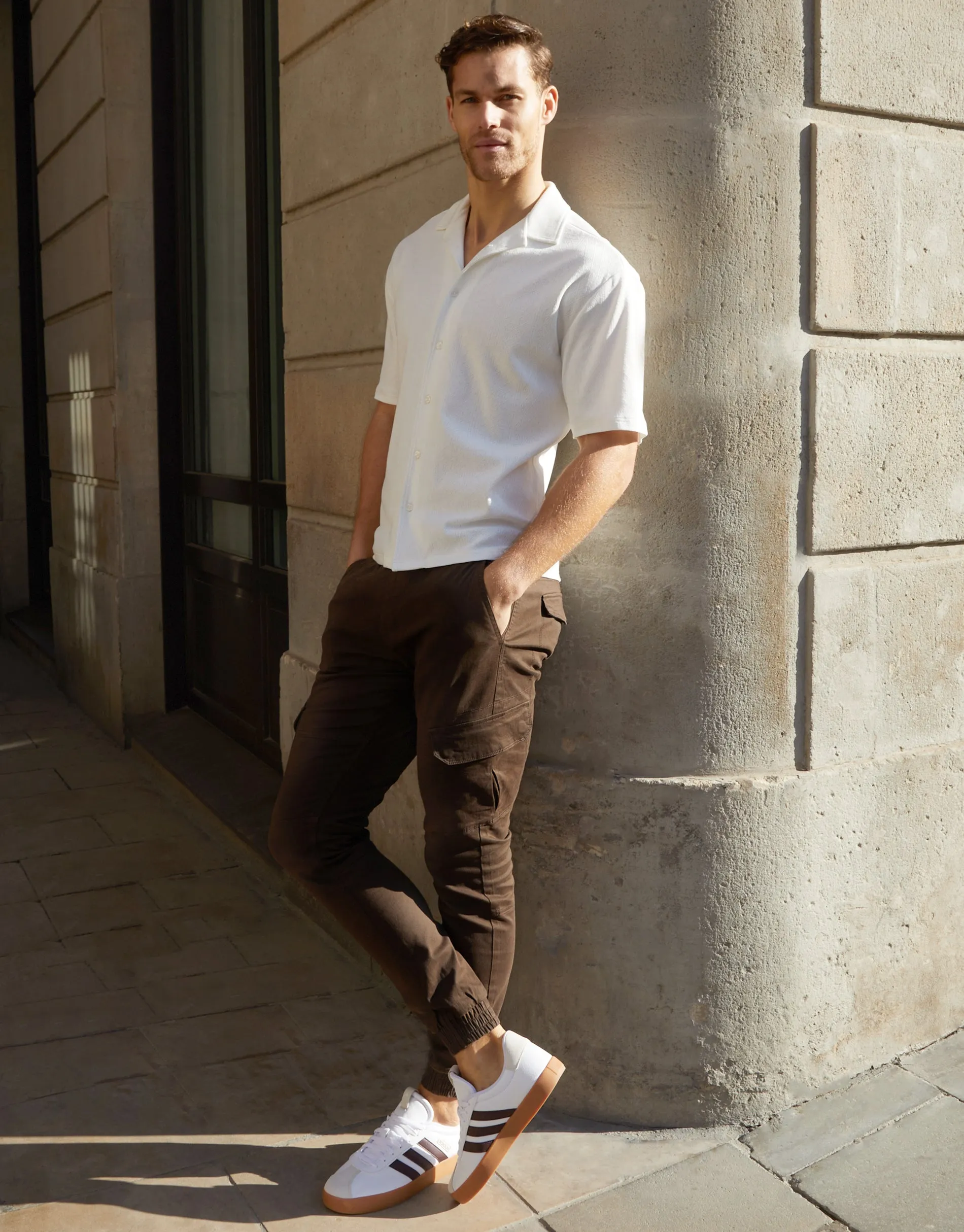 Men's Brown Jogger Style Cargo Trousers sold by Threadbare