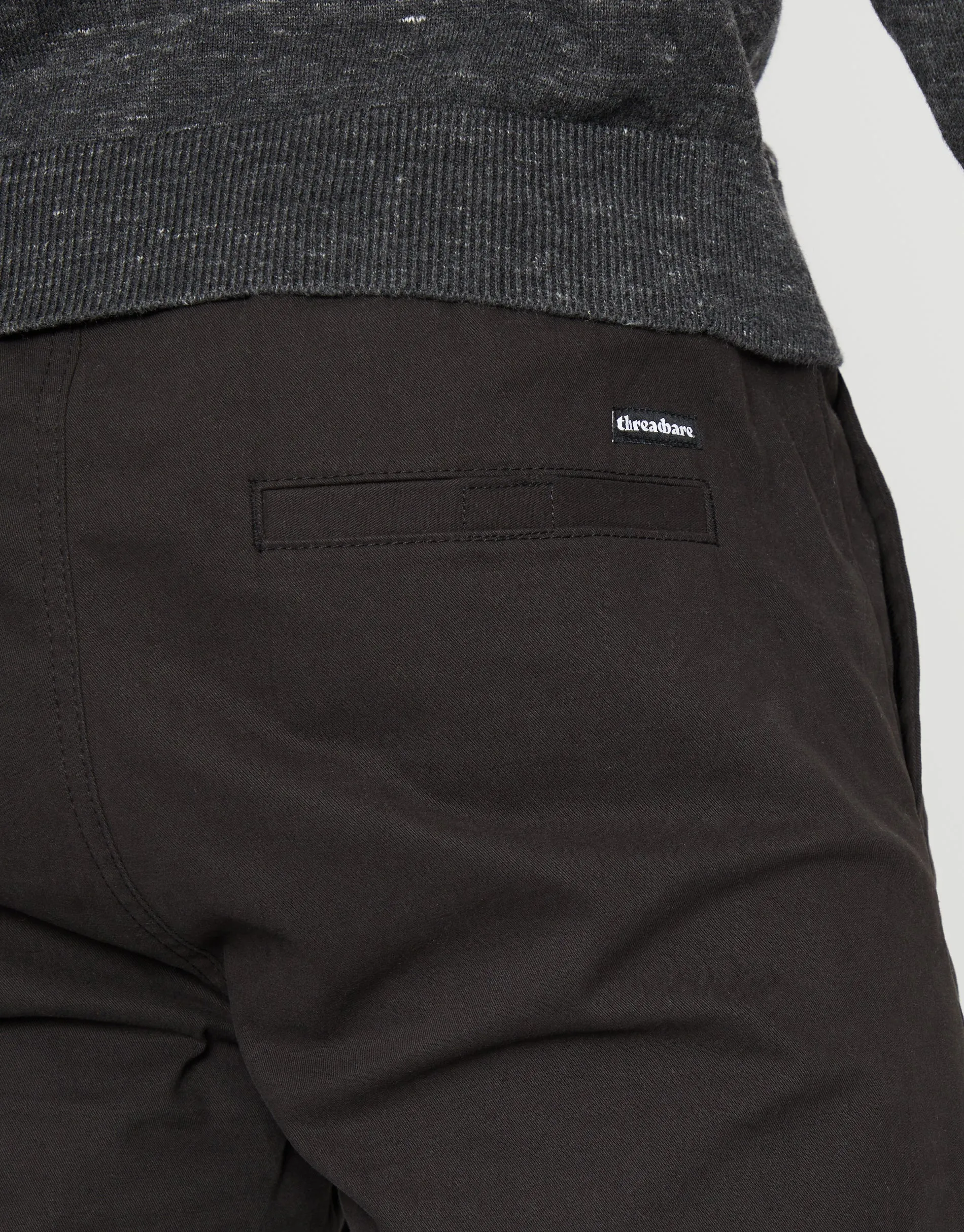 Men's Black Slim Fit Pull-On Chino Trousers sold by Threadbare product image thumbnail 4