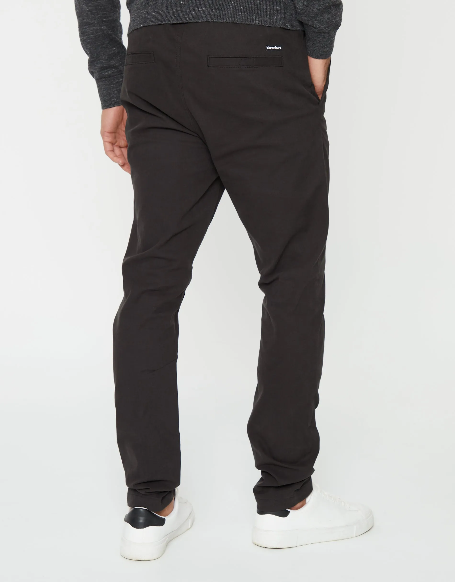Men's Black Slim Fit Pull-On Chino Trousers sold by Threadbare product image thumbnail 2