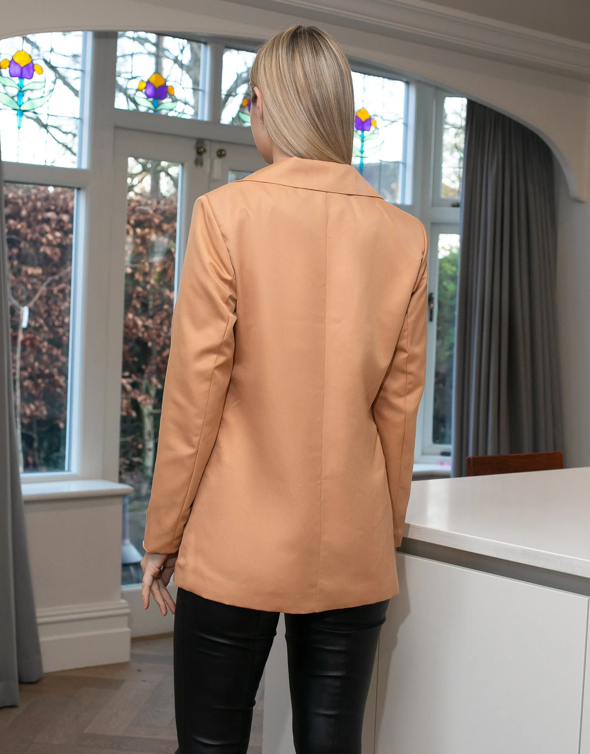 Women's Brown PU Leather Blazer sold by Threadbare product image thumbnail 2