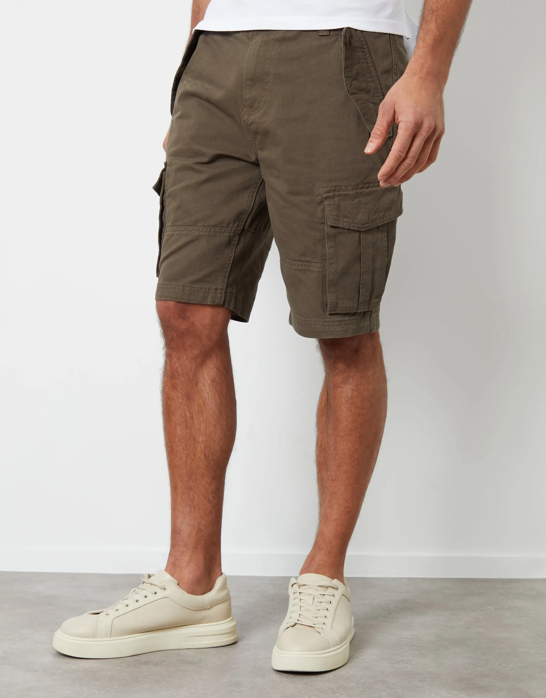 Threadbare Men's Chocolate Brown Cotton Utility Cargo Shorts sold by Threadbare