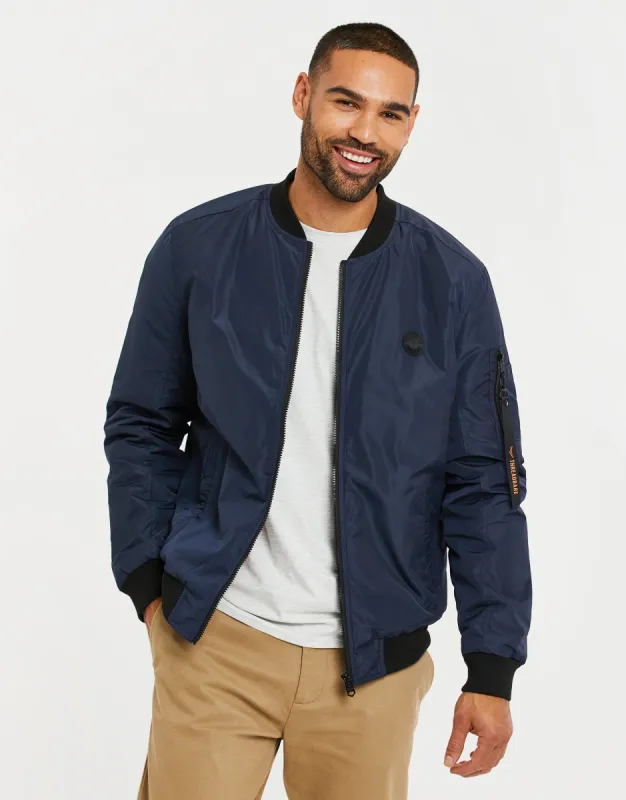 Men's Navy Bomber Jacket sold by Threadbare