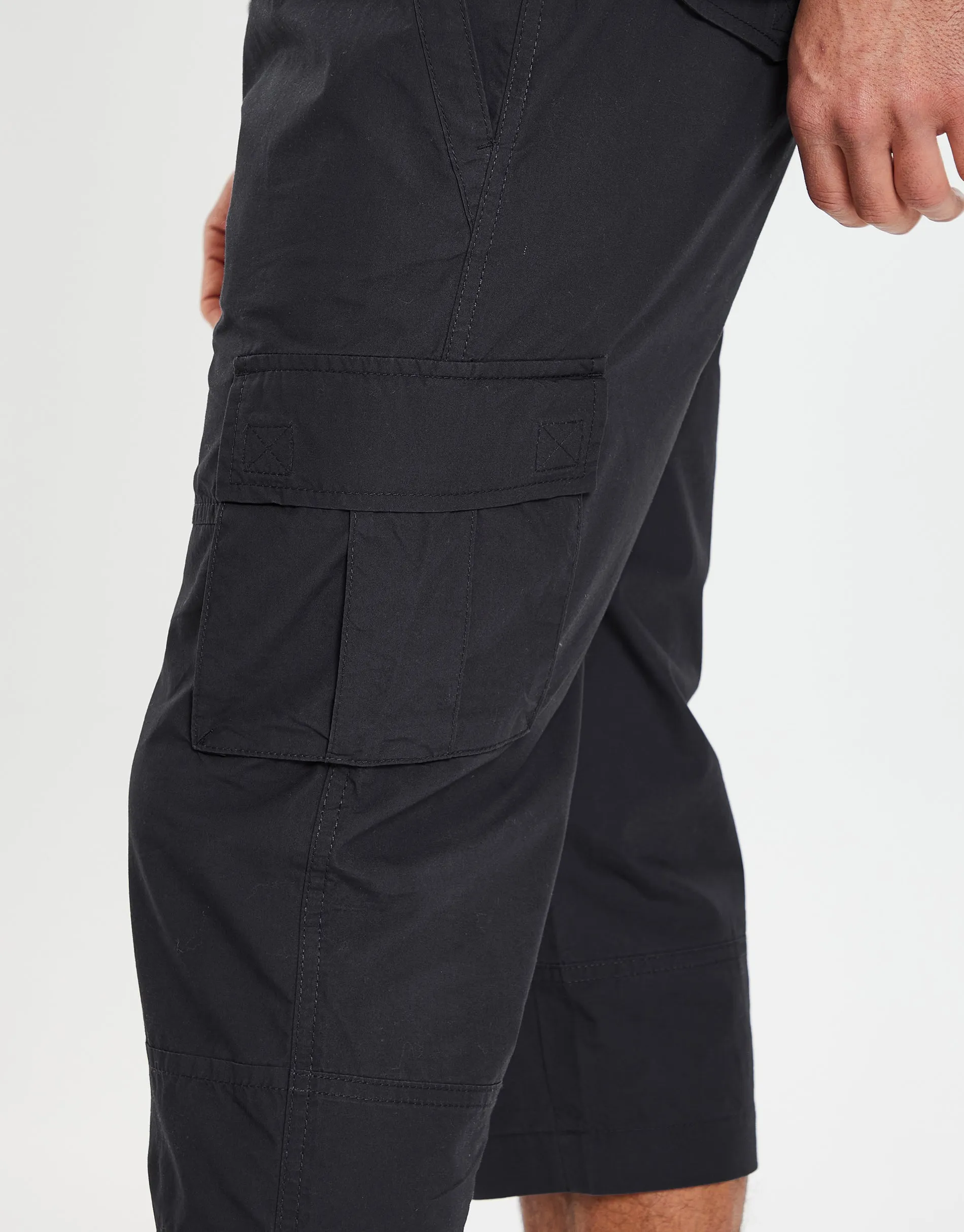 Men's Black 3/4 Length Cargo Pants sold by Threadbare product image thumbnail 4