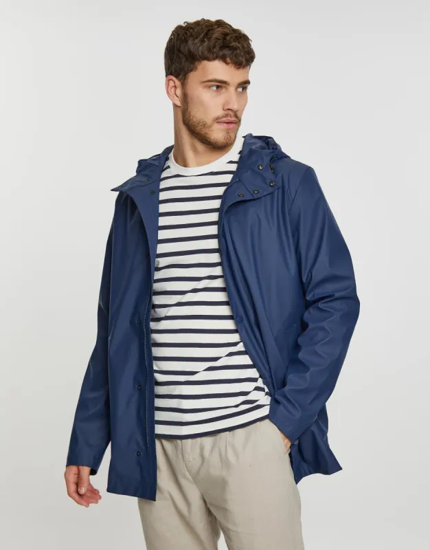 Men's Navy Hooded Showerproof Mac sold by Threadbare